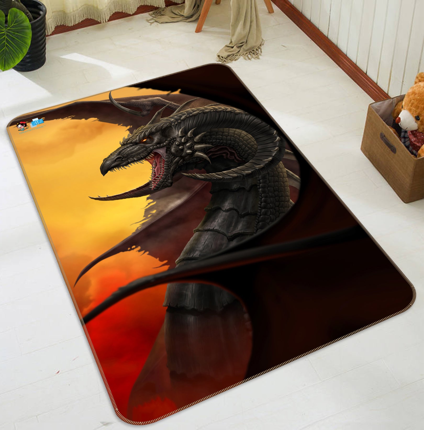 3D Dragon 4121 Tom Wood Rug Non Slip Rug Mat