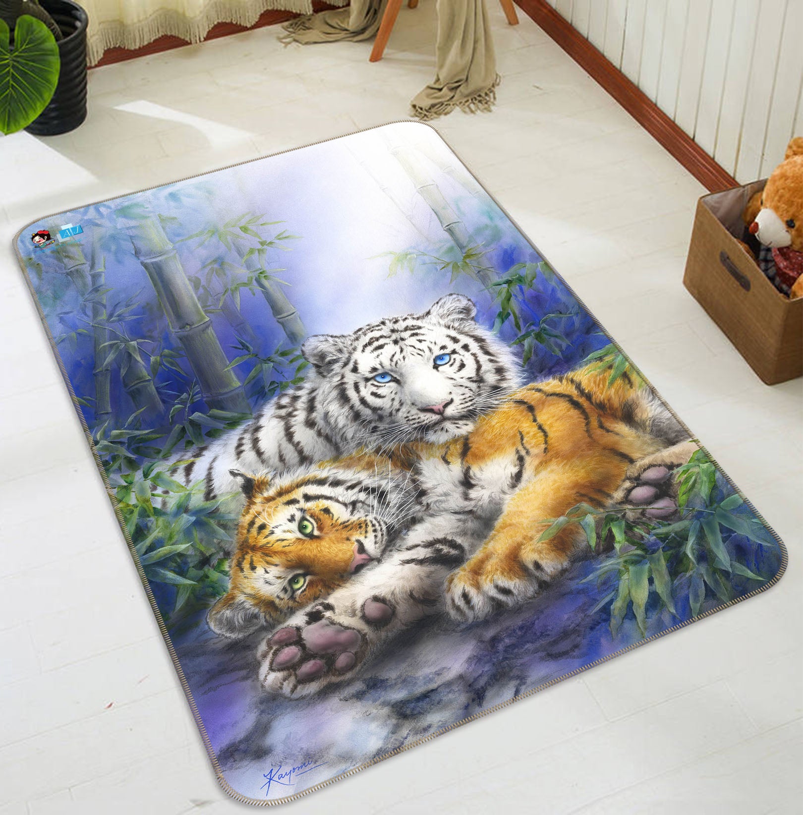 3D Bamboo Tiger 5663 Kayomi Harai Rug Non Slip Rug Mat