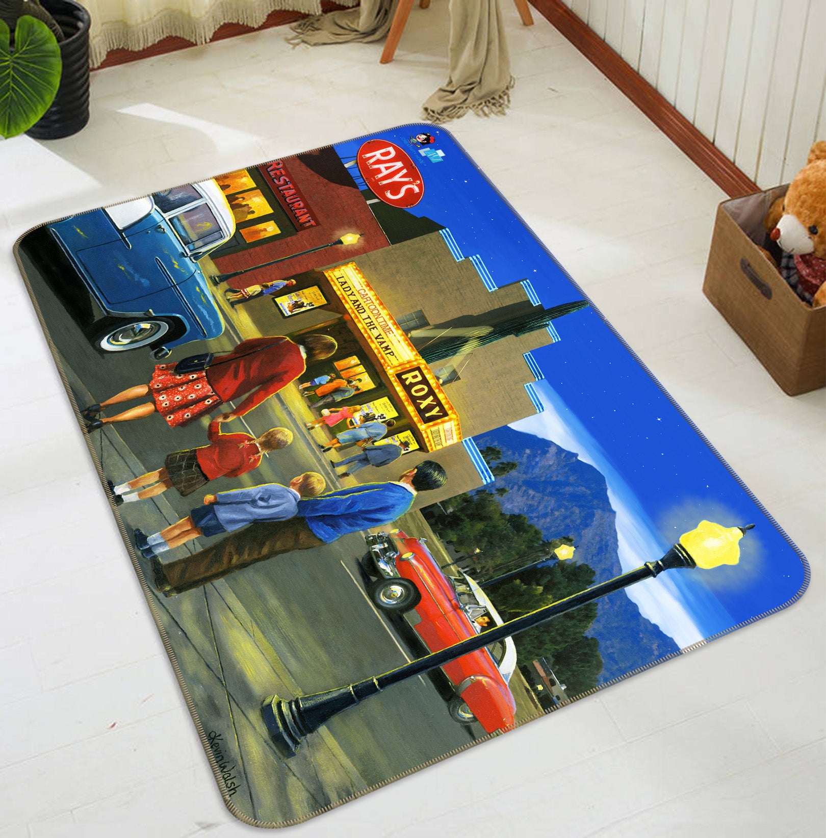 3D Night Street 025 Kevin Walsh Rug Non Slip Rug Mat