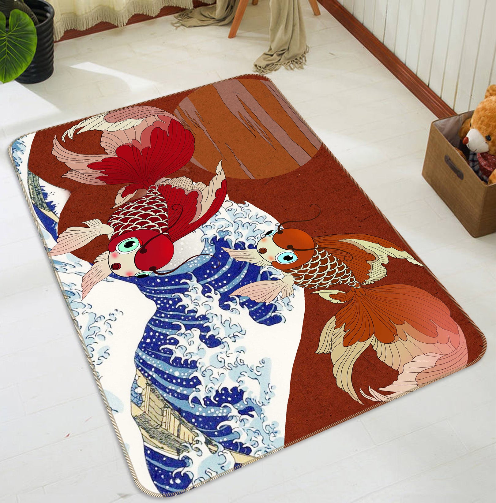 3D Goldfish Waves 65154 Non Slip Rug Mat