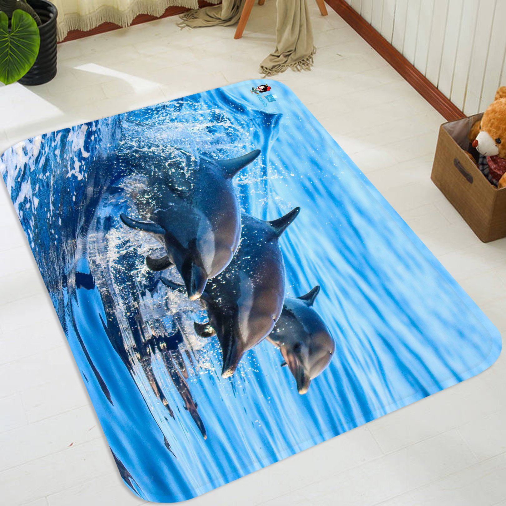 3D Sea Jumping Dolphins 85 Non Slip Rug Mat Mat AJ Creativity Home 