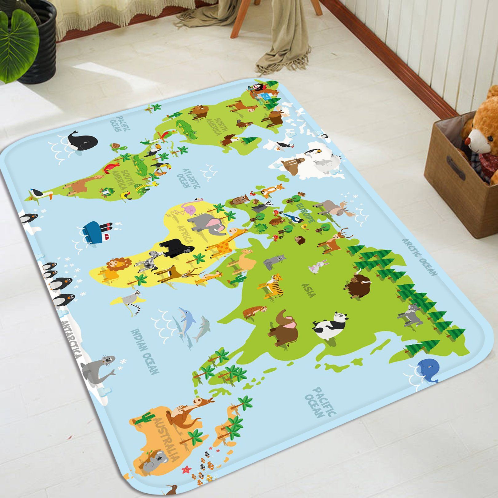 3D Lovely World Map 88 Non Slip Rug Mat Mat AJ Creativity Home 