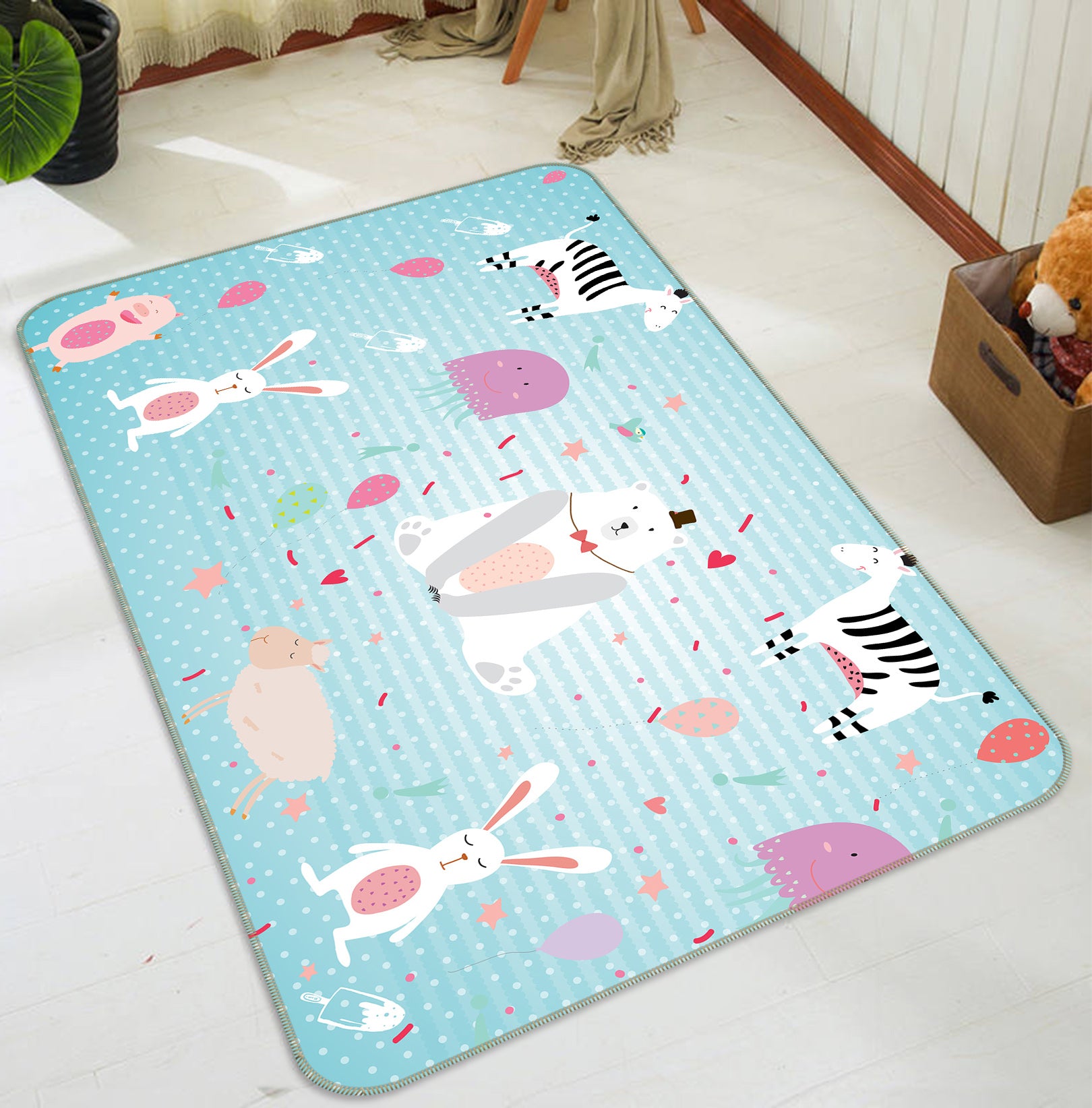 3D Cartoon Rabbit 65128 Non Slip Rug Mat