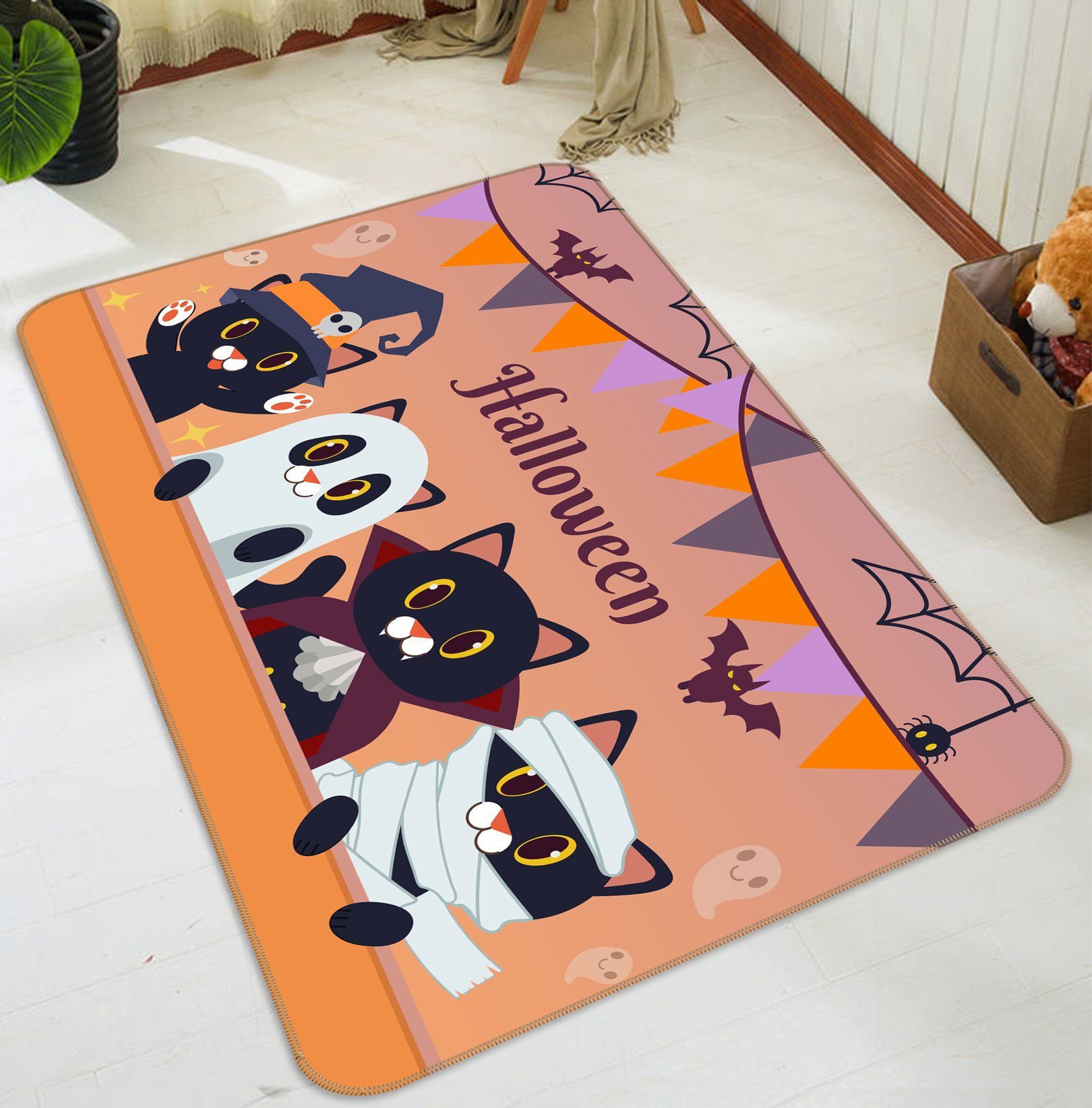 3D Cartoon Bat Bear 204 Halloween Non Slip Rug Mat Mat AJ Creativity Home 