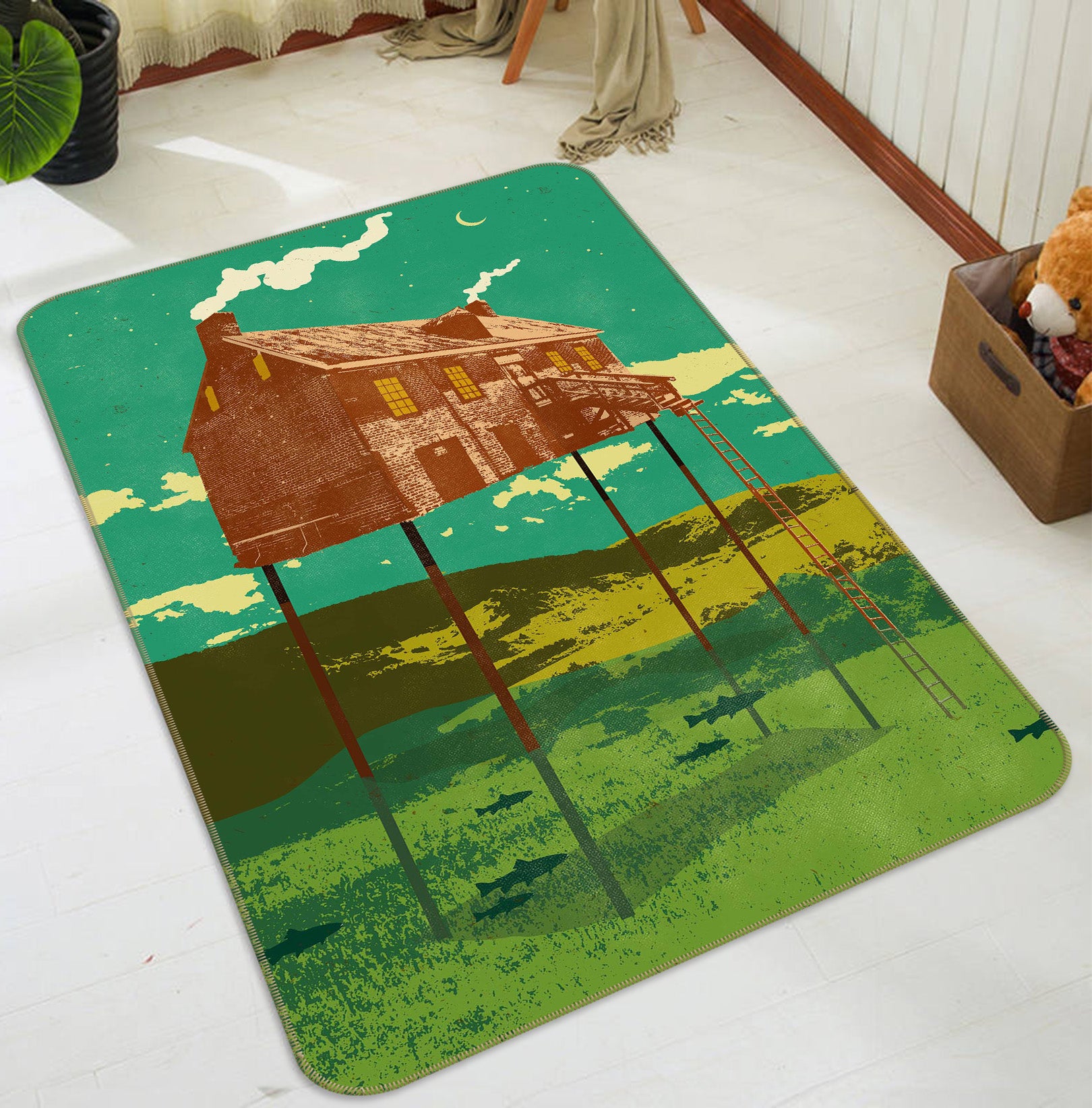 3D Grass Houses 84103 Showdeer Rug Non Slip Rug Mat