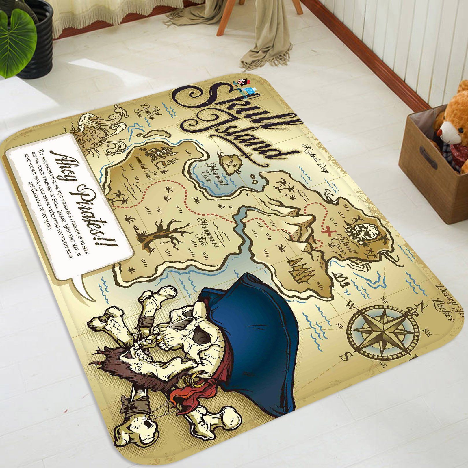 3D Skull Island Map 30 Non Slip Rug Mat Mat AJ Creativity Home 