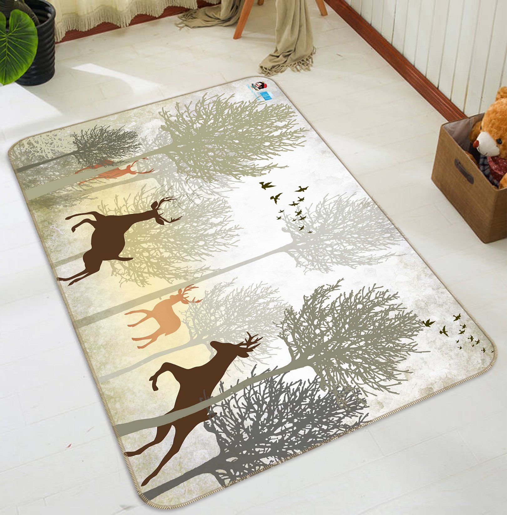 3D Elk Joy 335 Non Slip Rug Mat Mat AJ Creativity Home 