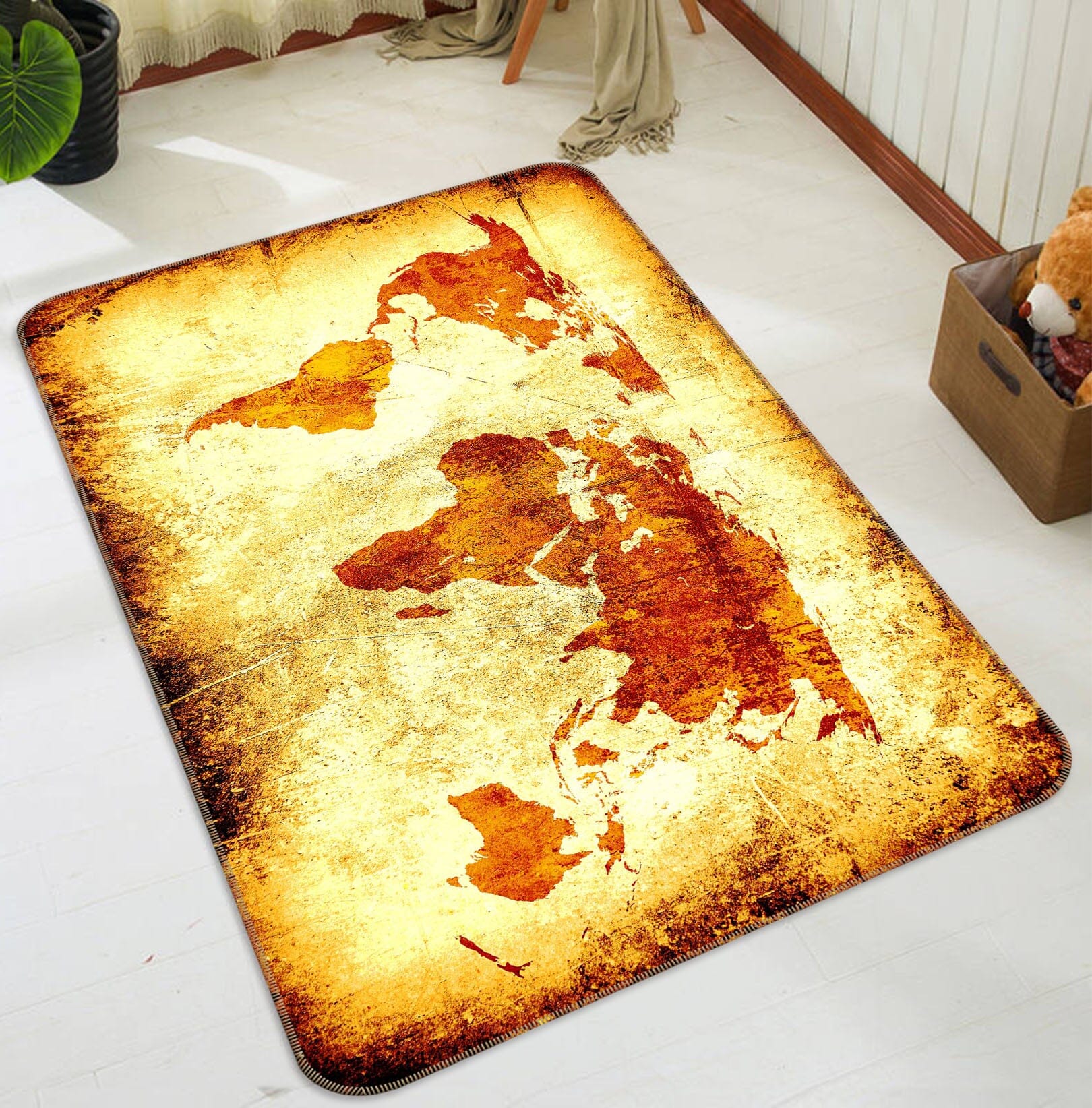 3D Golden Light 230 World Map Non Slip Rug Mat Mat AJ Creativity Home 