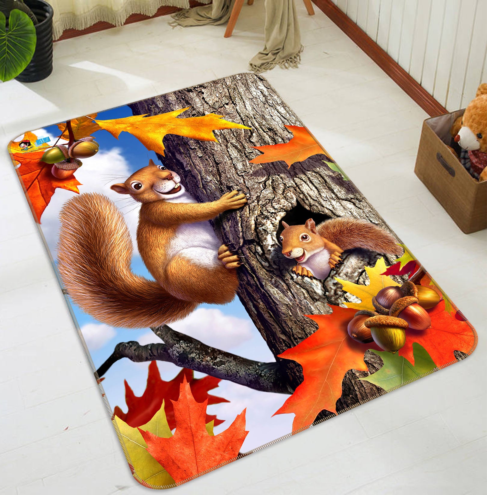 3D Squirrels 85088 Jerry LoFaro Rug Non Slip Rug Mat