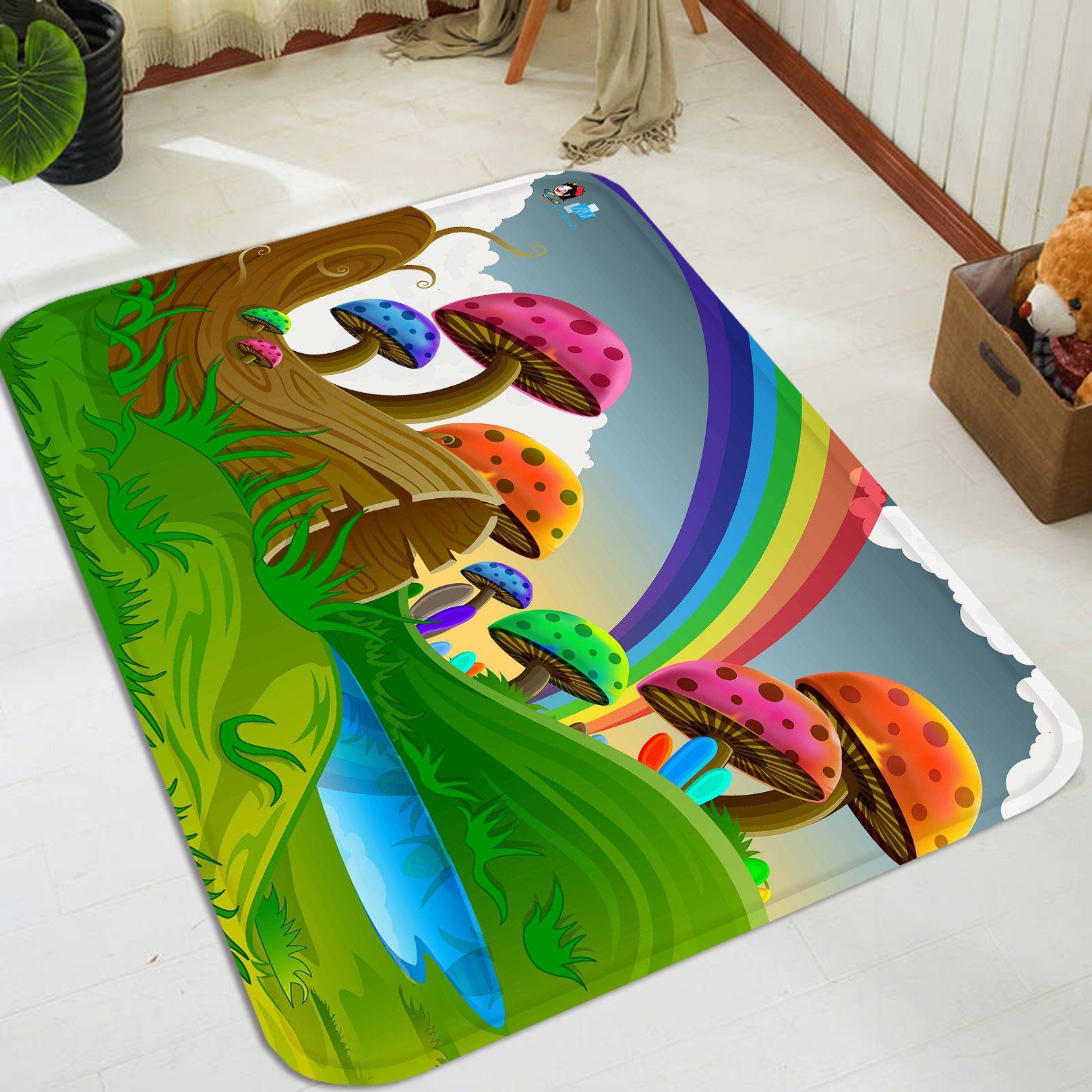 3D Cartoon Mushrooms Rainbow 76 Non Slip Rug Mat Mat AJ Creativity Home 