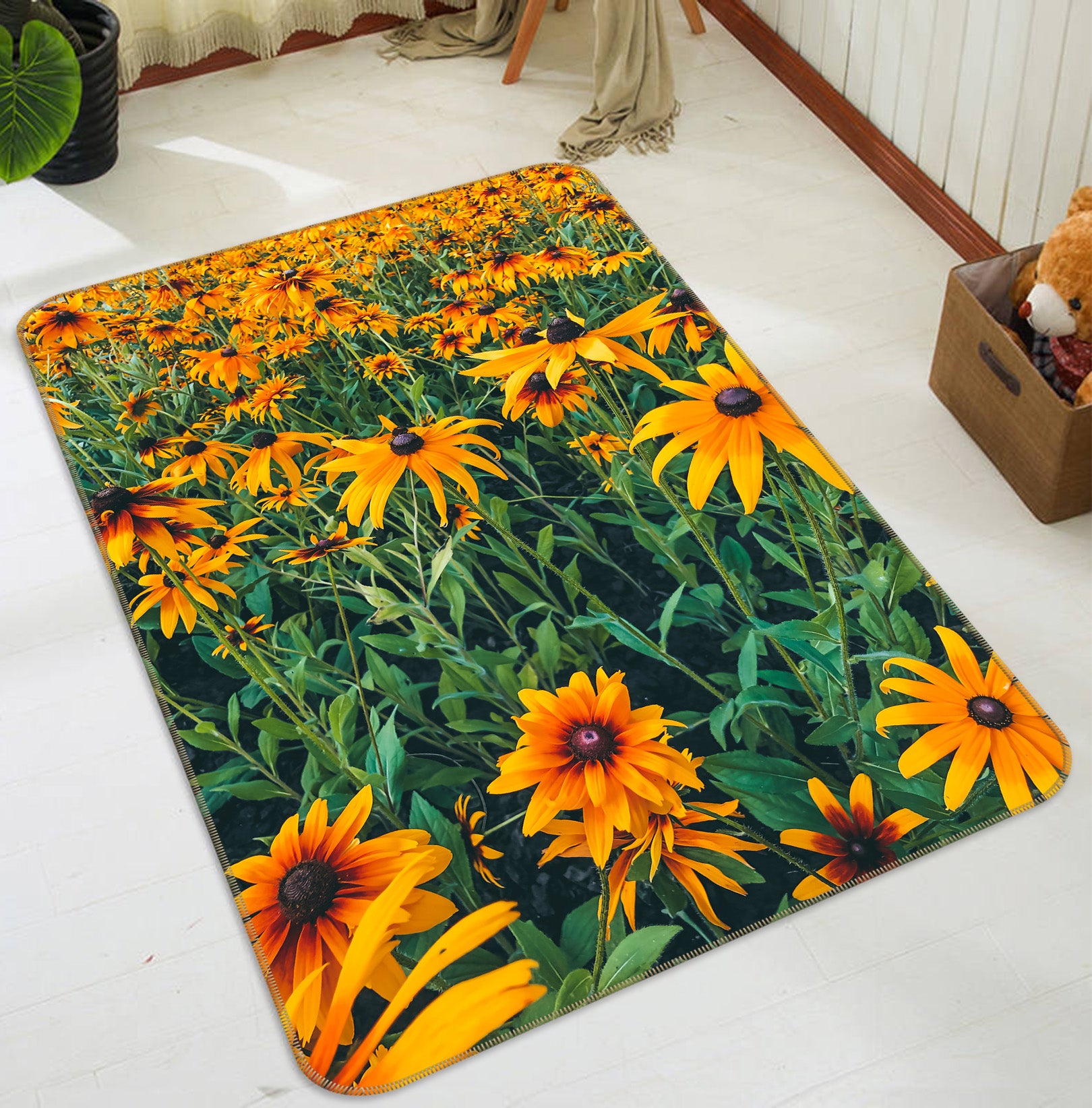 3D Yellow Flowers 26110 Non Slip Rug Mat