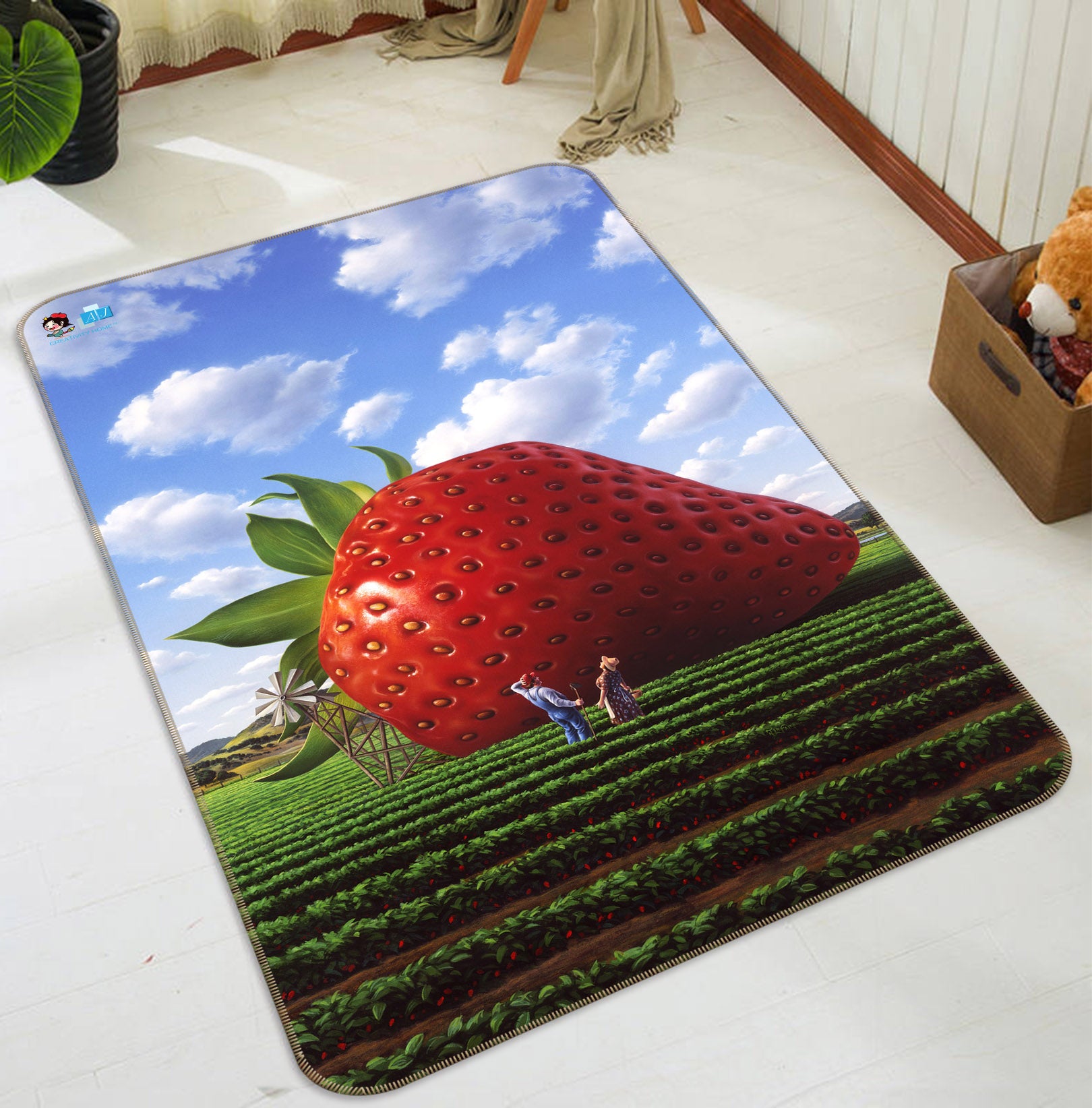 3D Giant Strawberry 85093 Jerry LoFaro Rug Non Slip Rug Mat