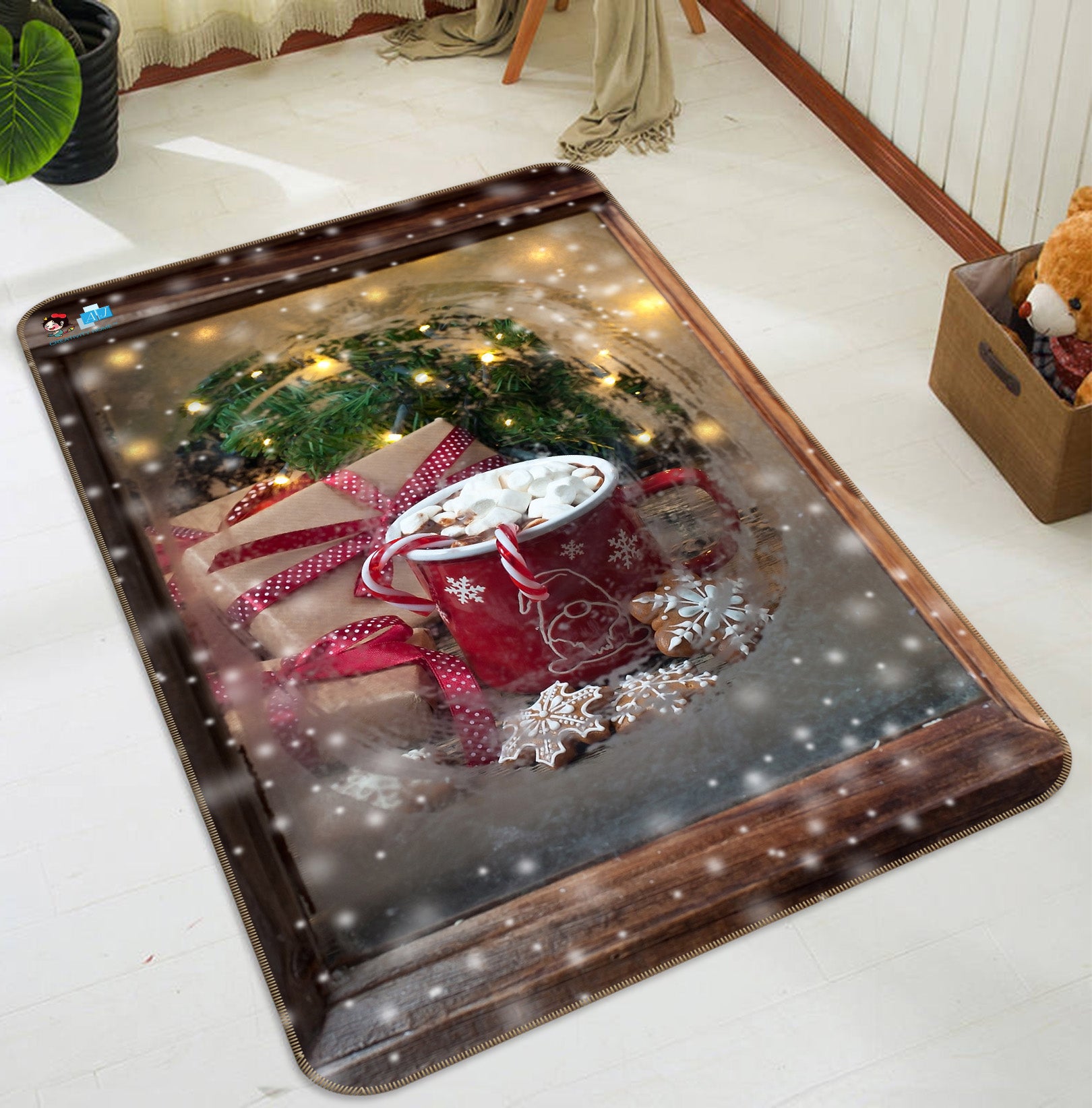 3D Red Cup 55157 Christmas Non Slip Rug Mat Xmas