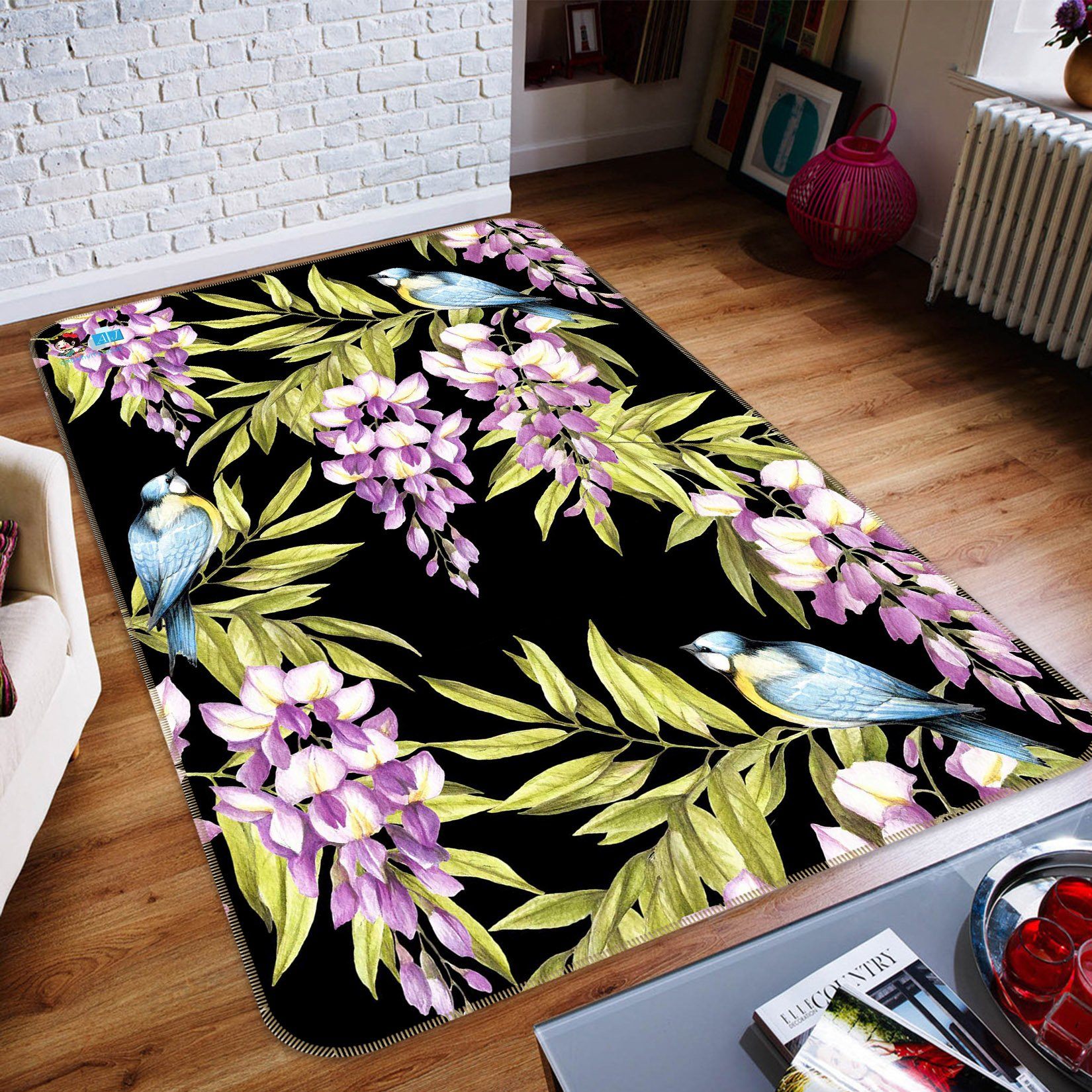 3D Flowers Leaves Birds 146 Non Slip Rug Mat Mat AJ Creativity Home 