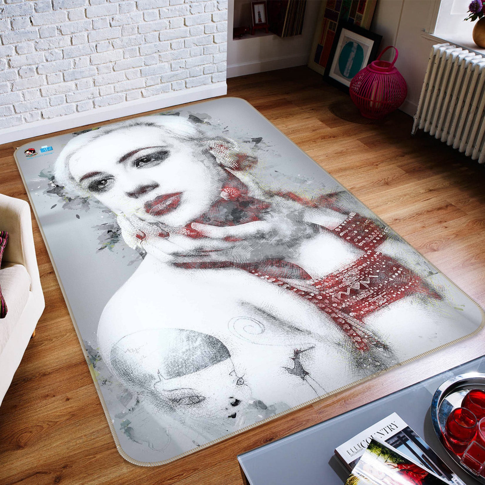 3D Beauty Portrait 66147 Non Slip Rug Mat