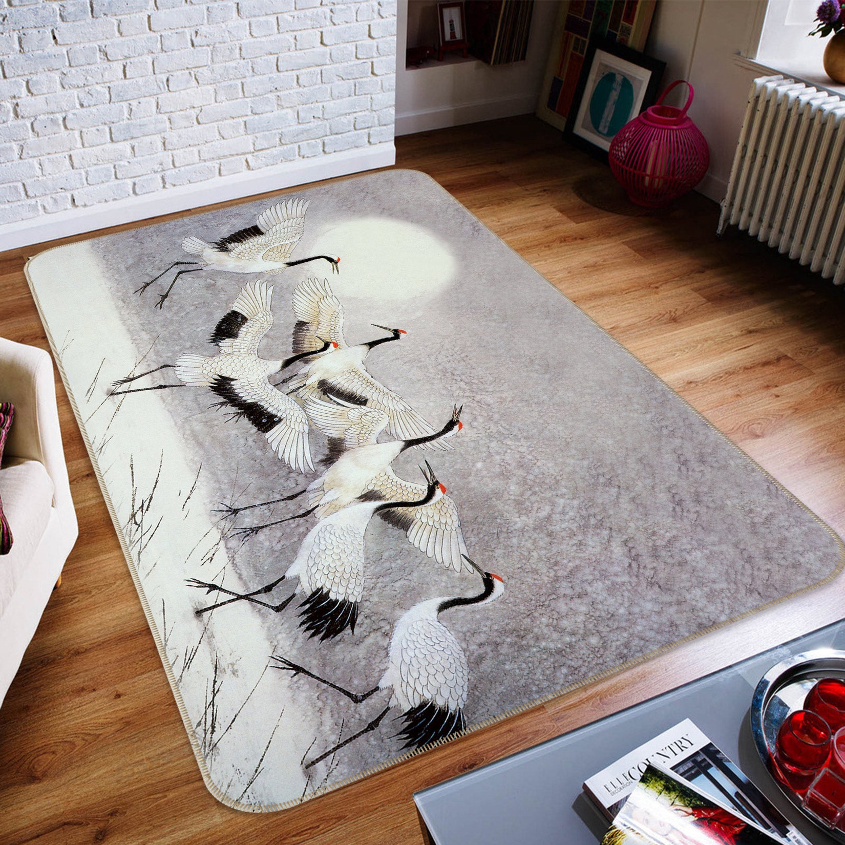 3D Red-Crowned Crane 75187 Non Slip Rug Mat