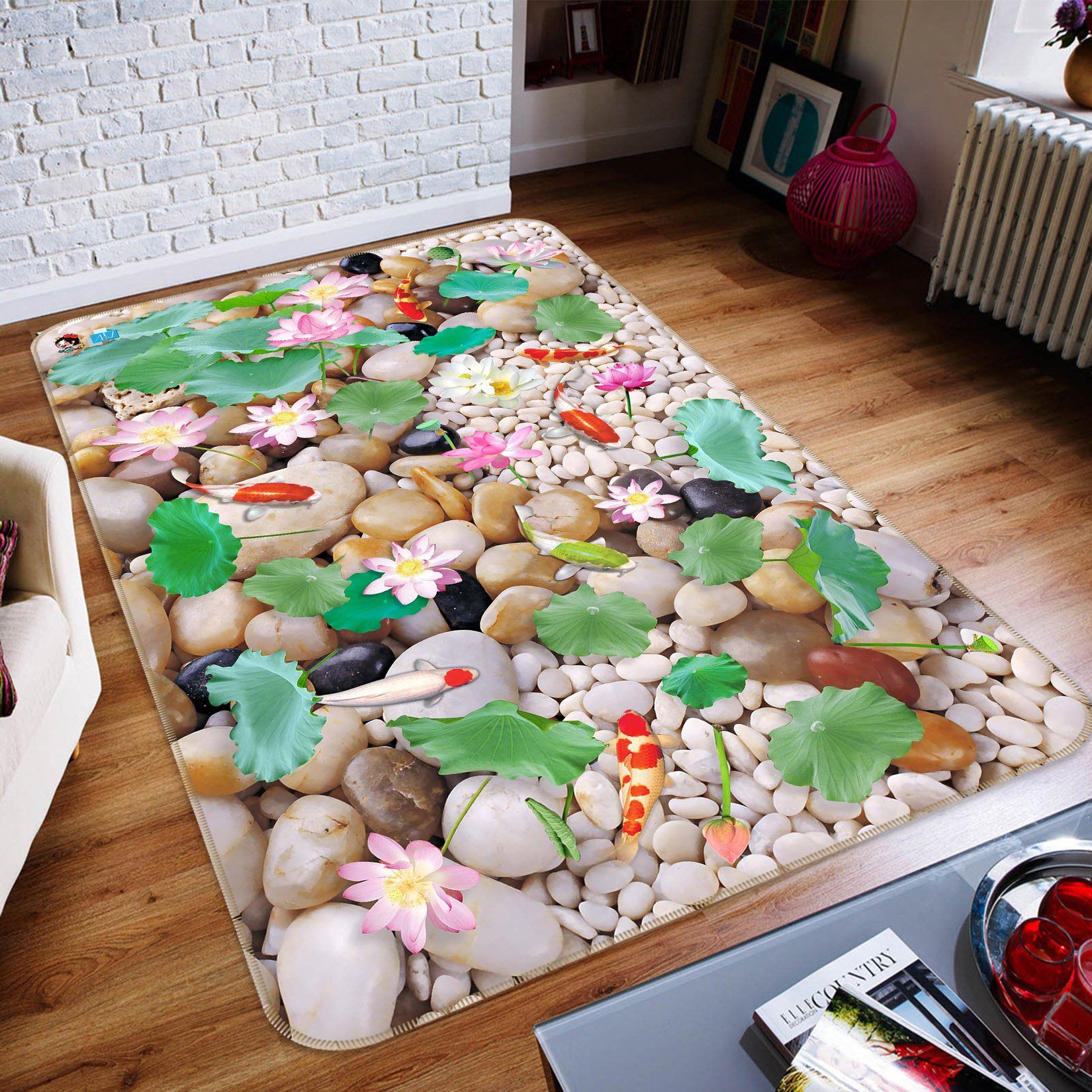 3D Stone Lotus 014 Non Slip Rug Mat Mat AJ Creativity Home 