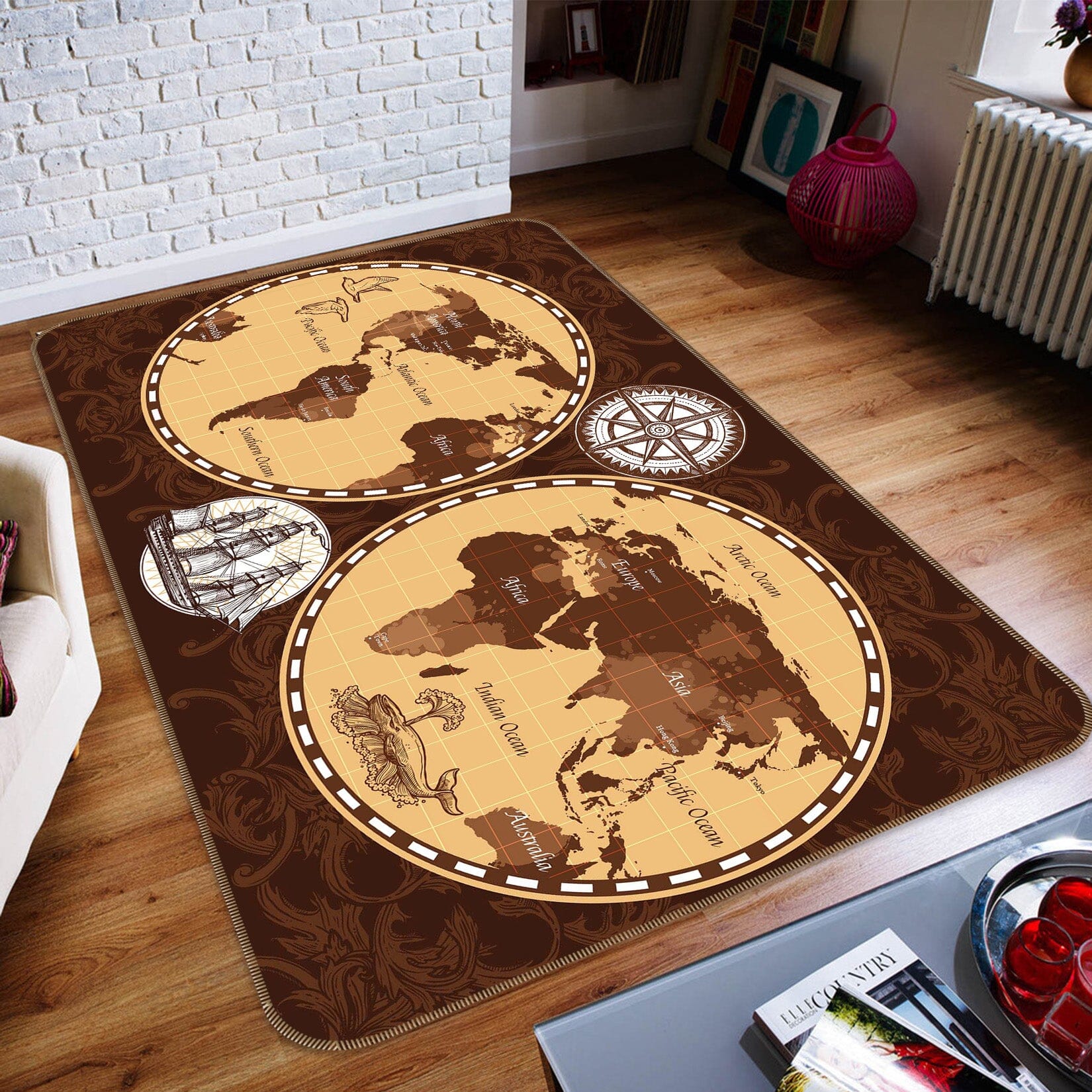 3D Black Shadow 258 World Map Non Slip Rug Mat Mat AJ Creativity Home 