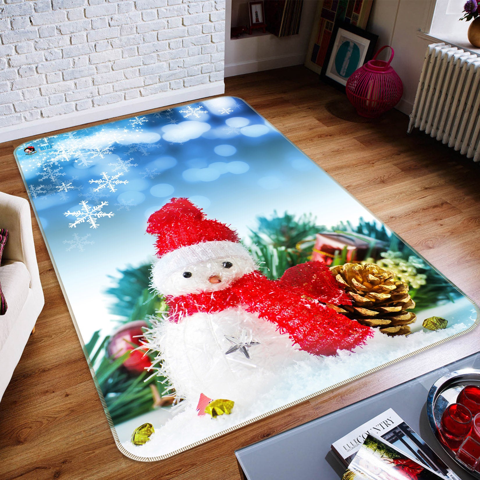 3D Snowman Doll 55135 Christmas Non Slip Rug Mat Xmas
