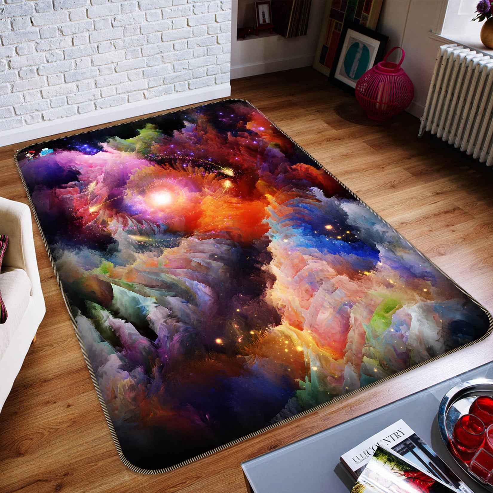 3D Colorful Clouds 66134 Non Slip Rug Mat