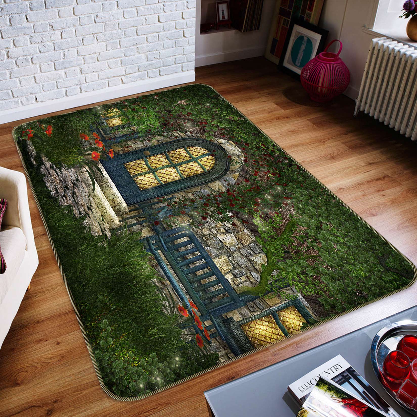 3D Jungle House Doors Windows 76037 Non Slip Rug Mat