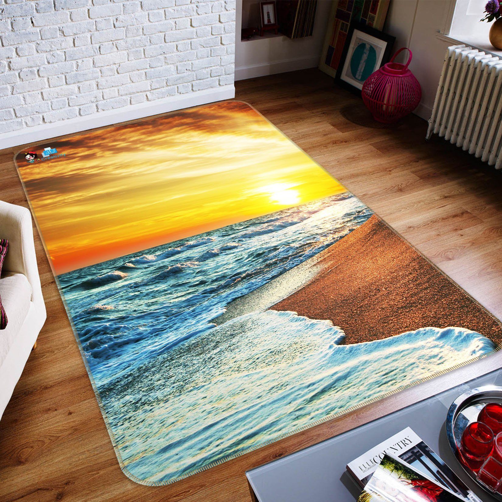 3D Pretty Sea Sunset 159 Non Slip Rug Mat Mat AJ Creativity Home 