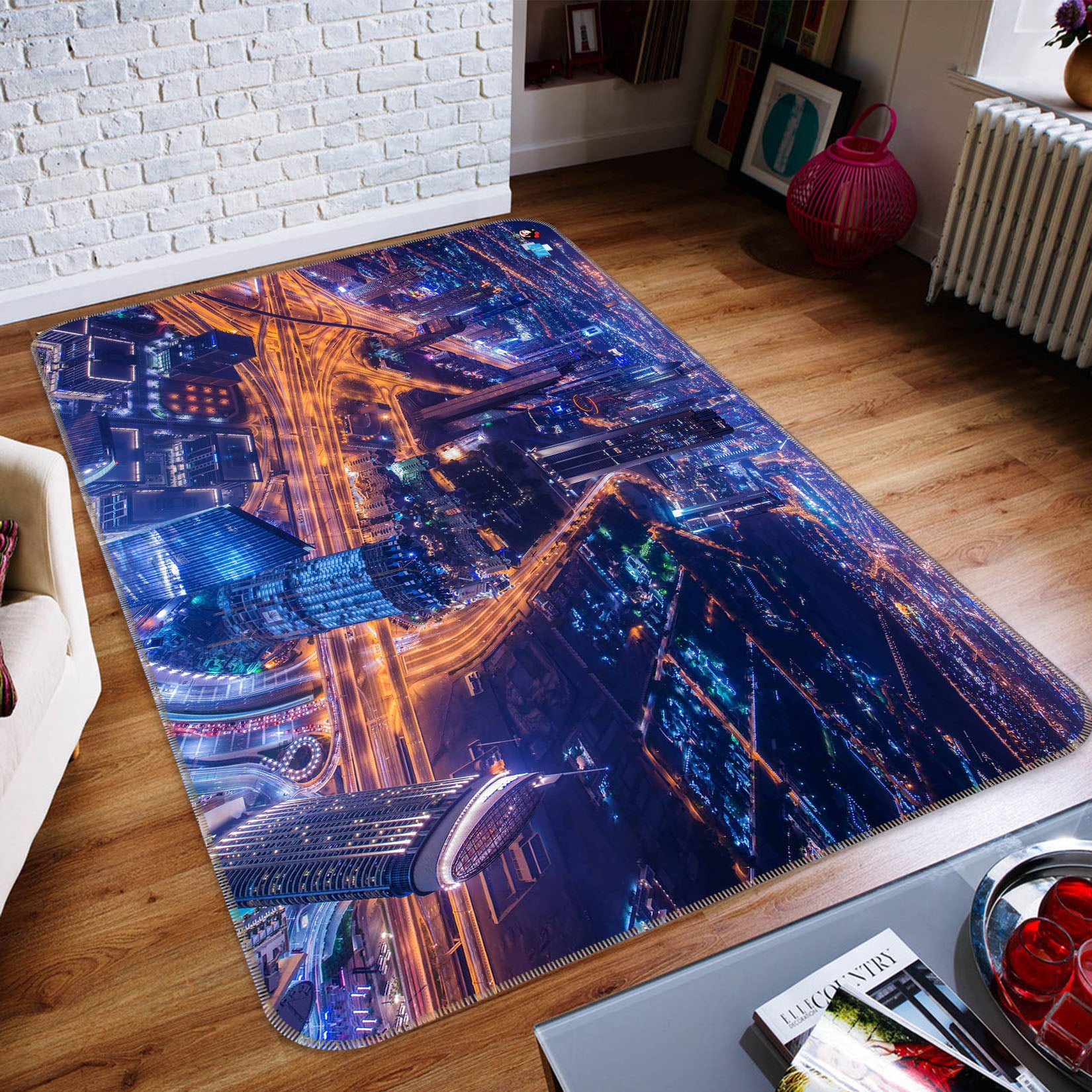 3D City Night View 66054 Non Slip Rug Mat