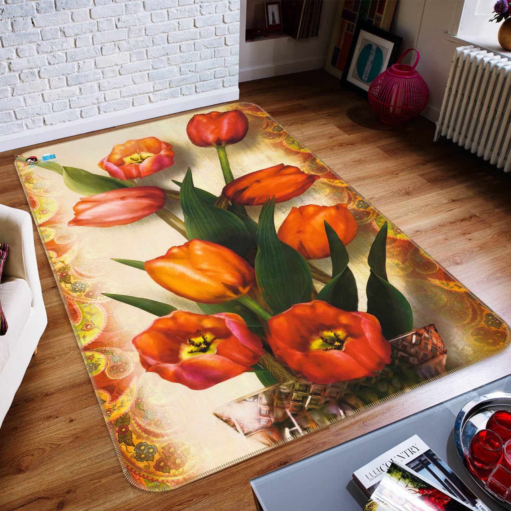 3D Flowers 66155 Non Slip Rug Mat