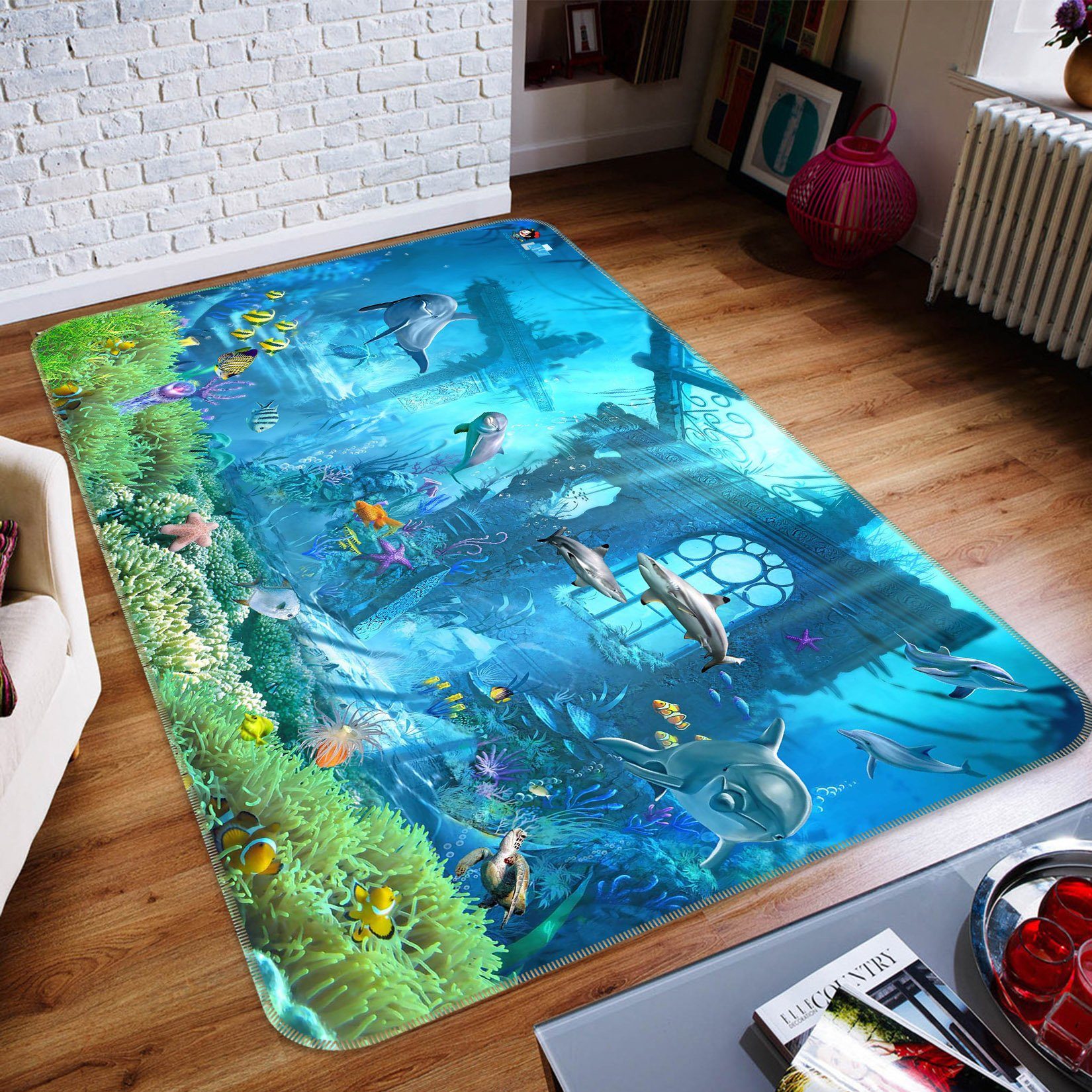 3D Dolphin Gate 577 Non Slip Rug Mat Mat AJ Creativity Home 