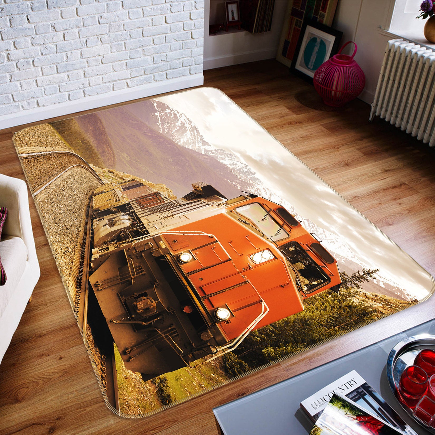 3D Train Track Mountain 68120 Vehicle Non Slip Rug Mat