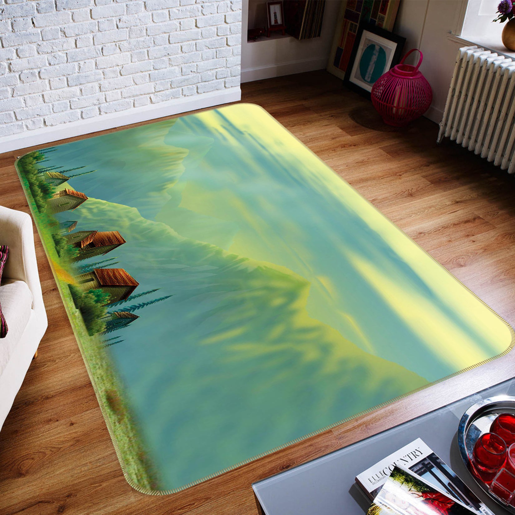 3D Cabin Mountain 75173 Non Slip Rug Mat