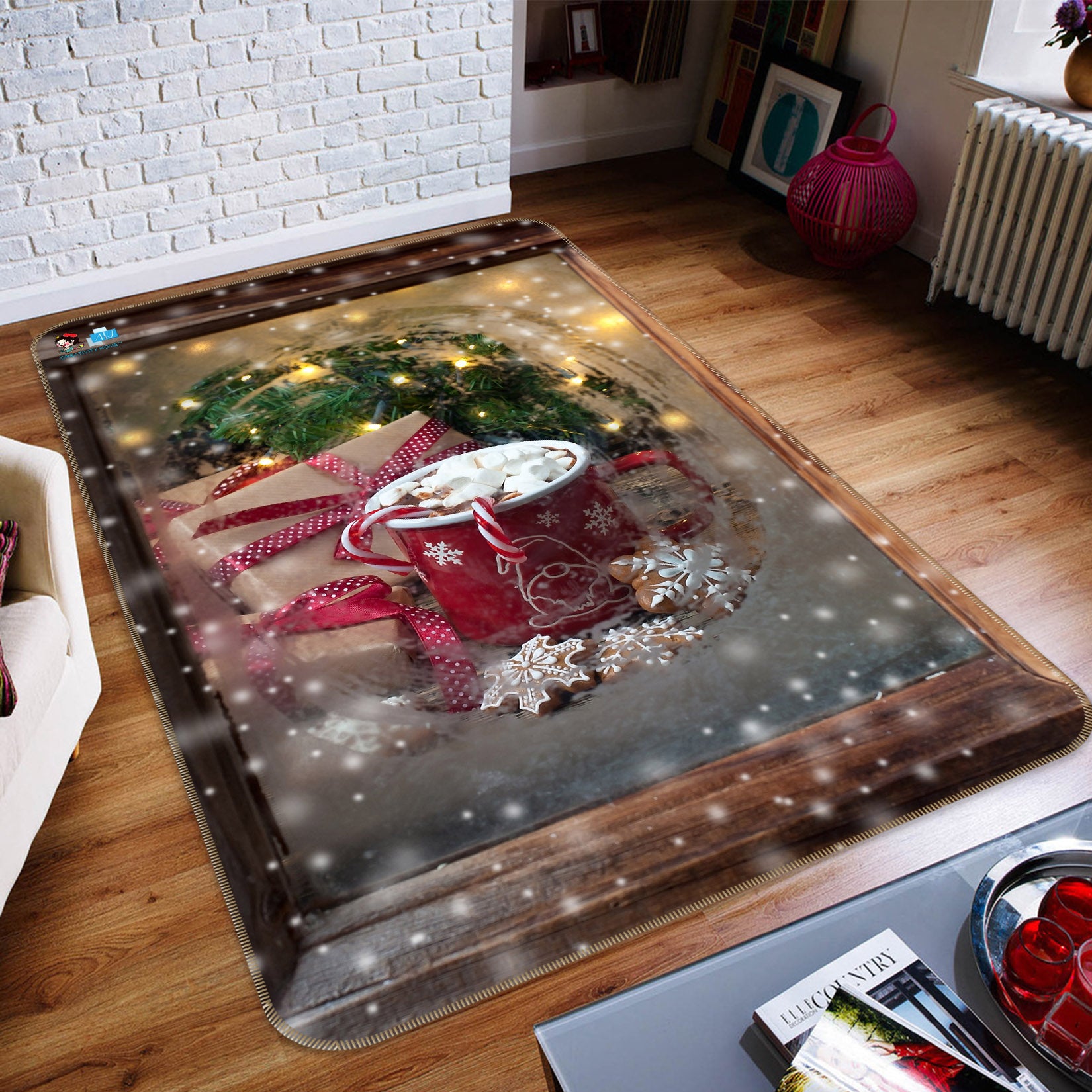3D Red Cup 55157 Christmas Non Slip Rug Mat Xmas