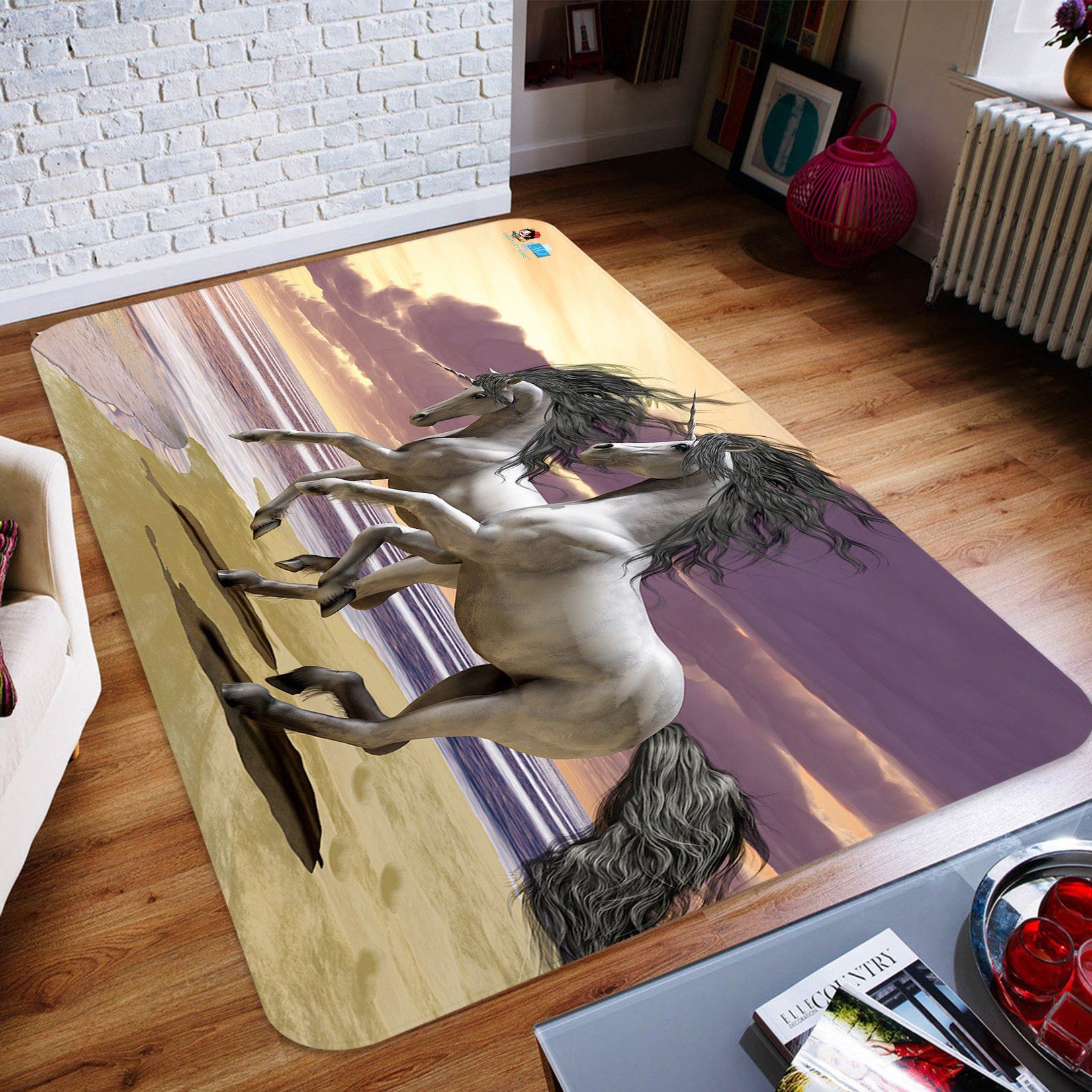 3D Run Seaside Unicorn 34 Non Slip Rug Mat Mat AJ Creativity Home 