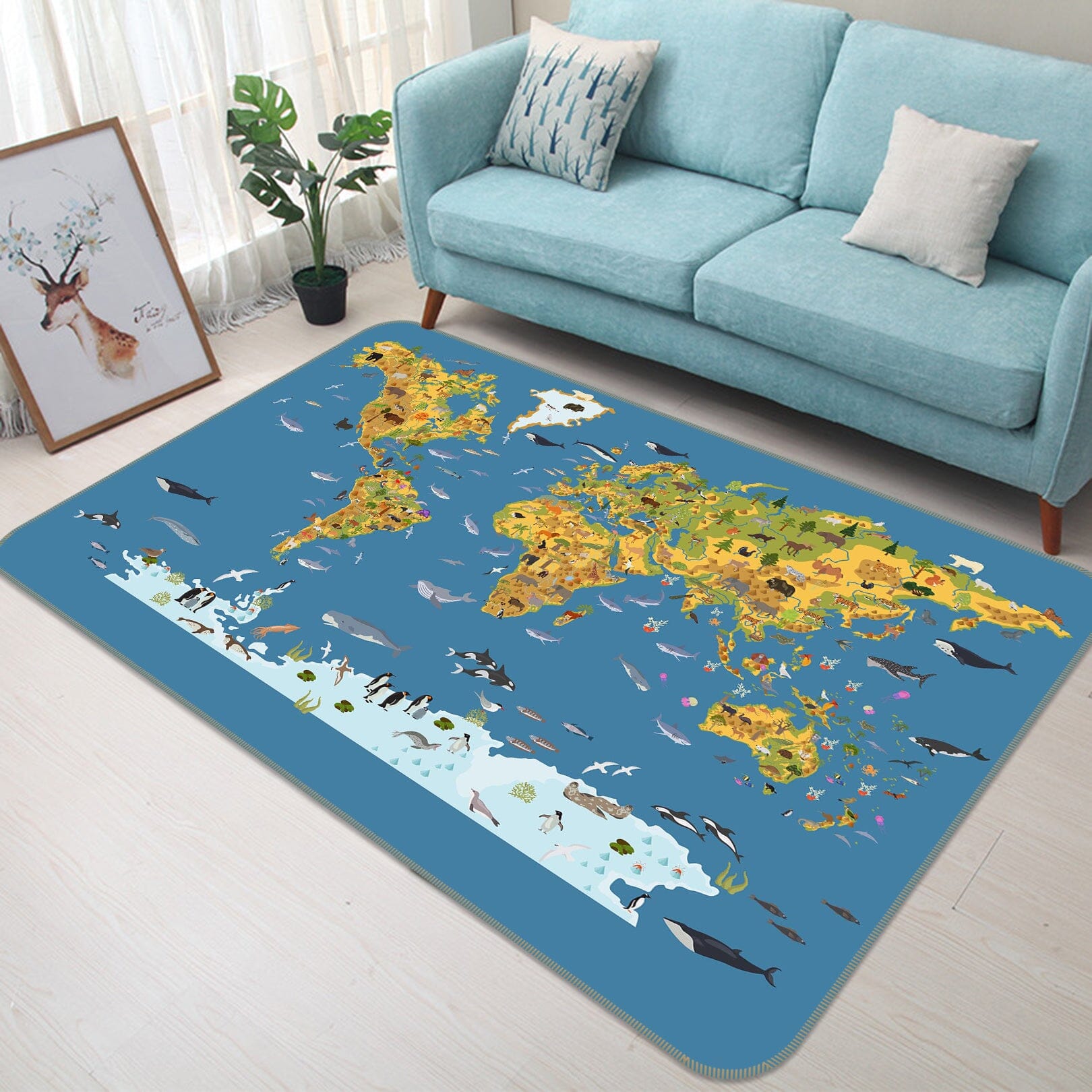 3D Beautiful World 301 World Map Non Slip Rug Mat Mat AJ Creativity Home 
