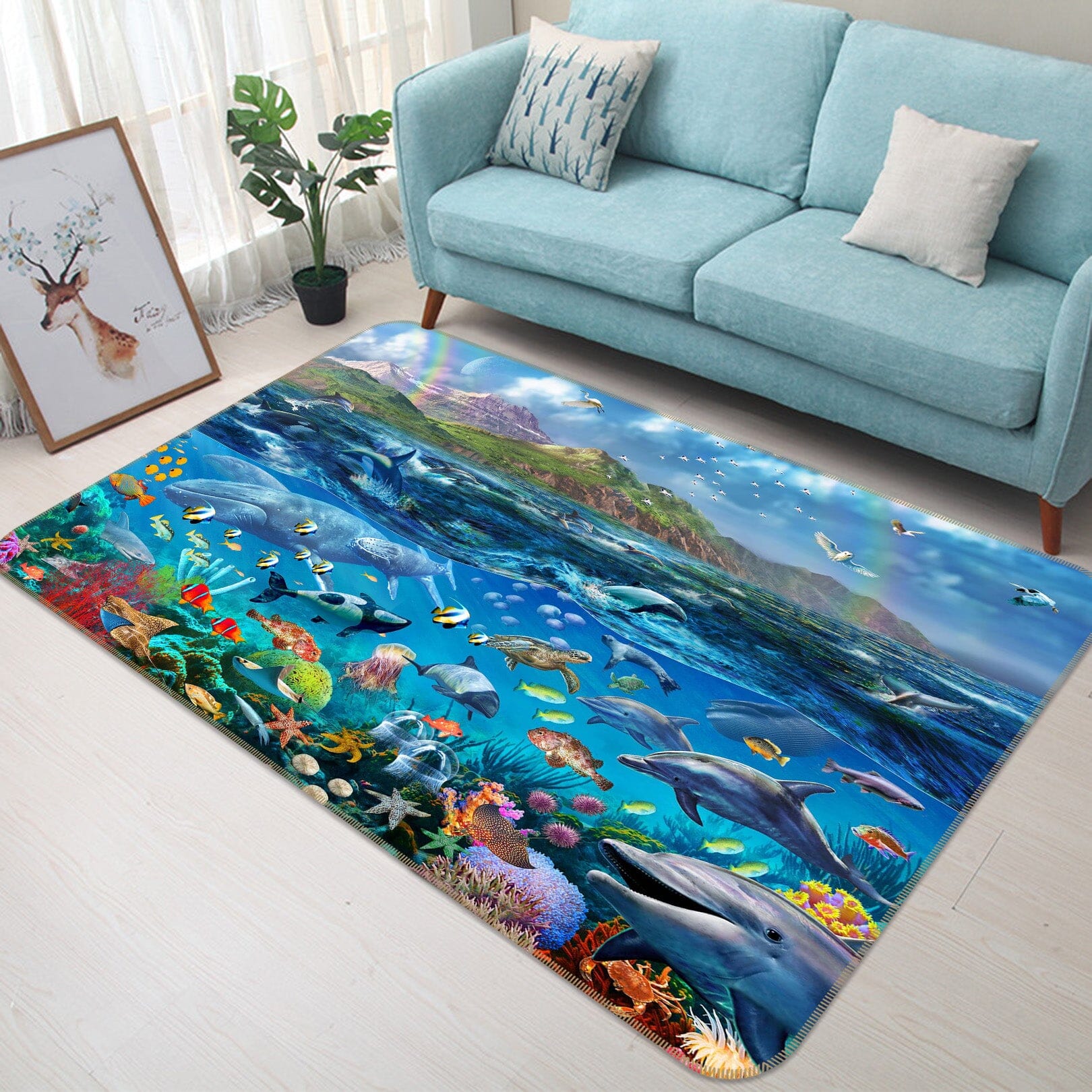 3D Marine Dolphin 1059 Adrian Chesterman Rug Non Slip Rug Mat Mat AJ Creativity Home 