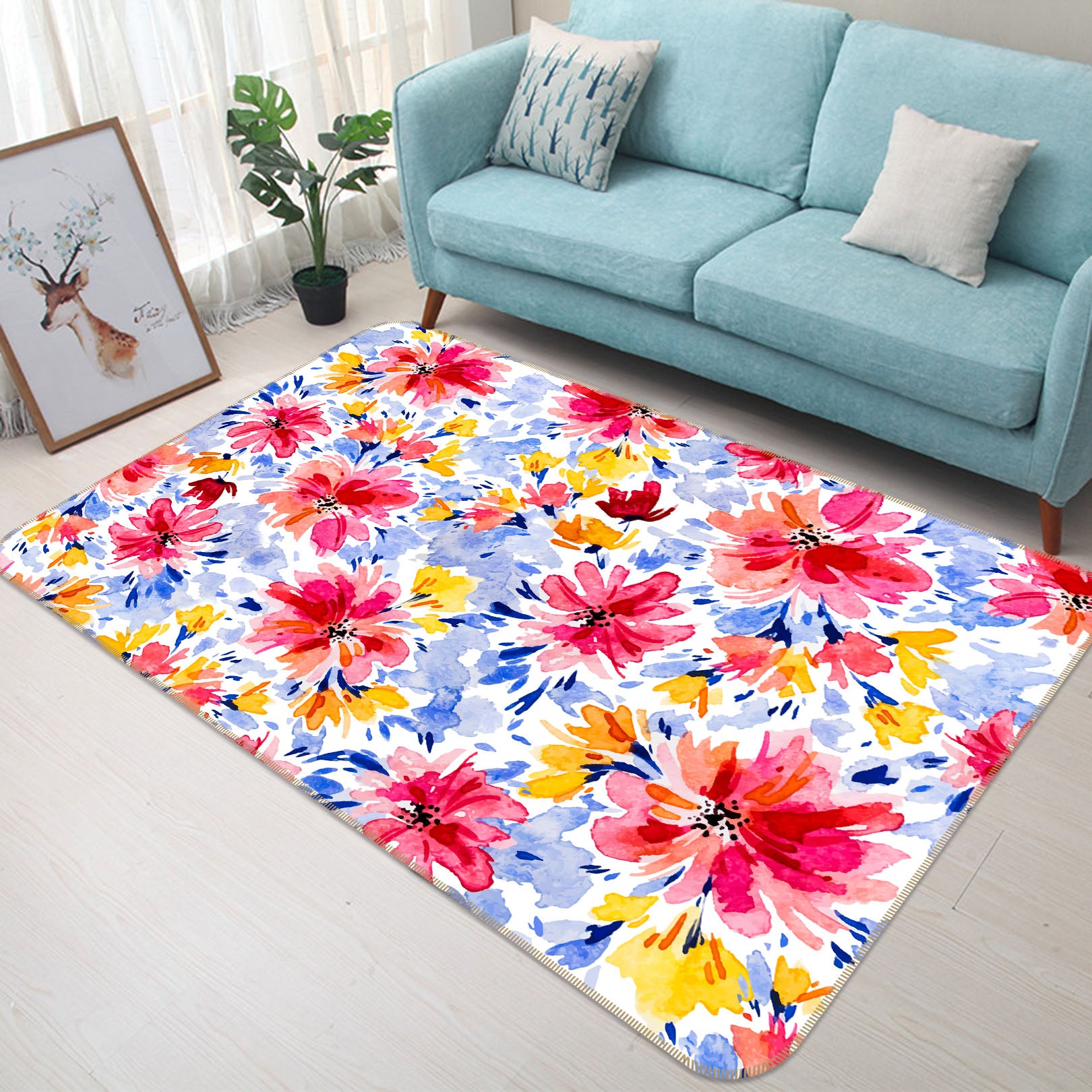 3D Flower Pattern 30197 Non Slip Rug Mat