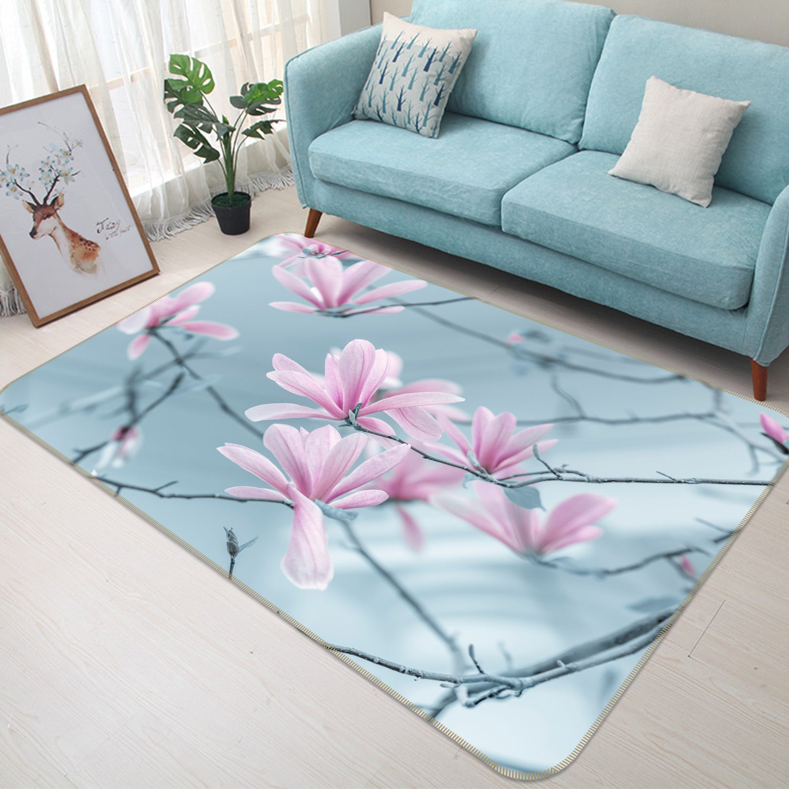 3D Flower Branch 83271 Assaf Frank Rug Non Slip Rug Mat