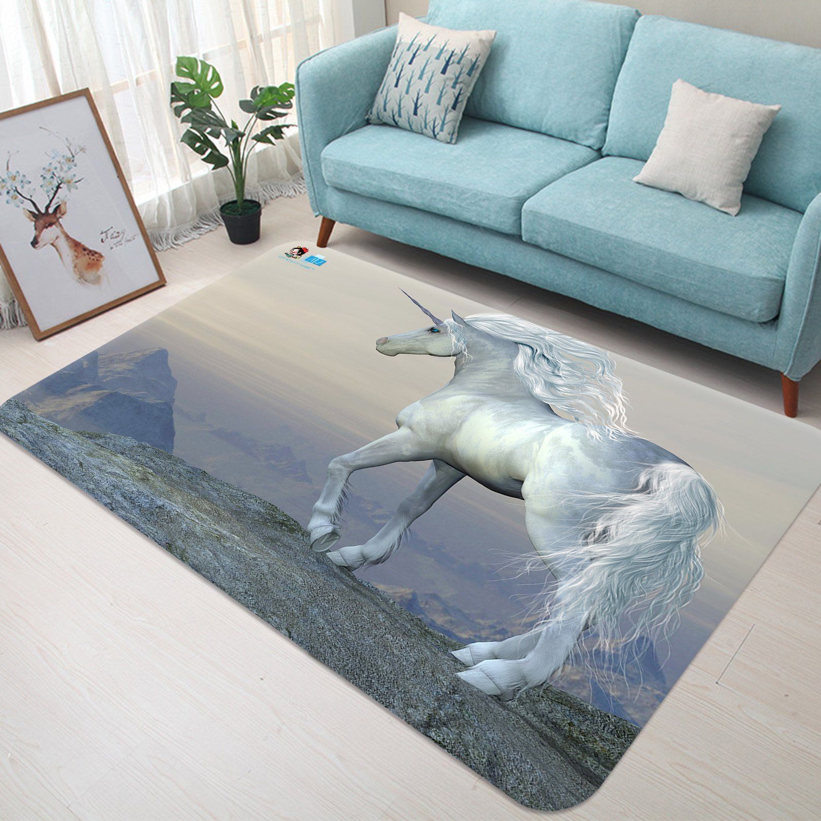 3D Cliff Unicorn 08 Non Slip Rug Mat Mat AJ Creativity Home 