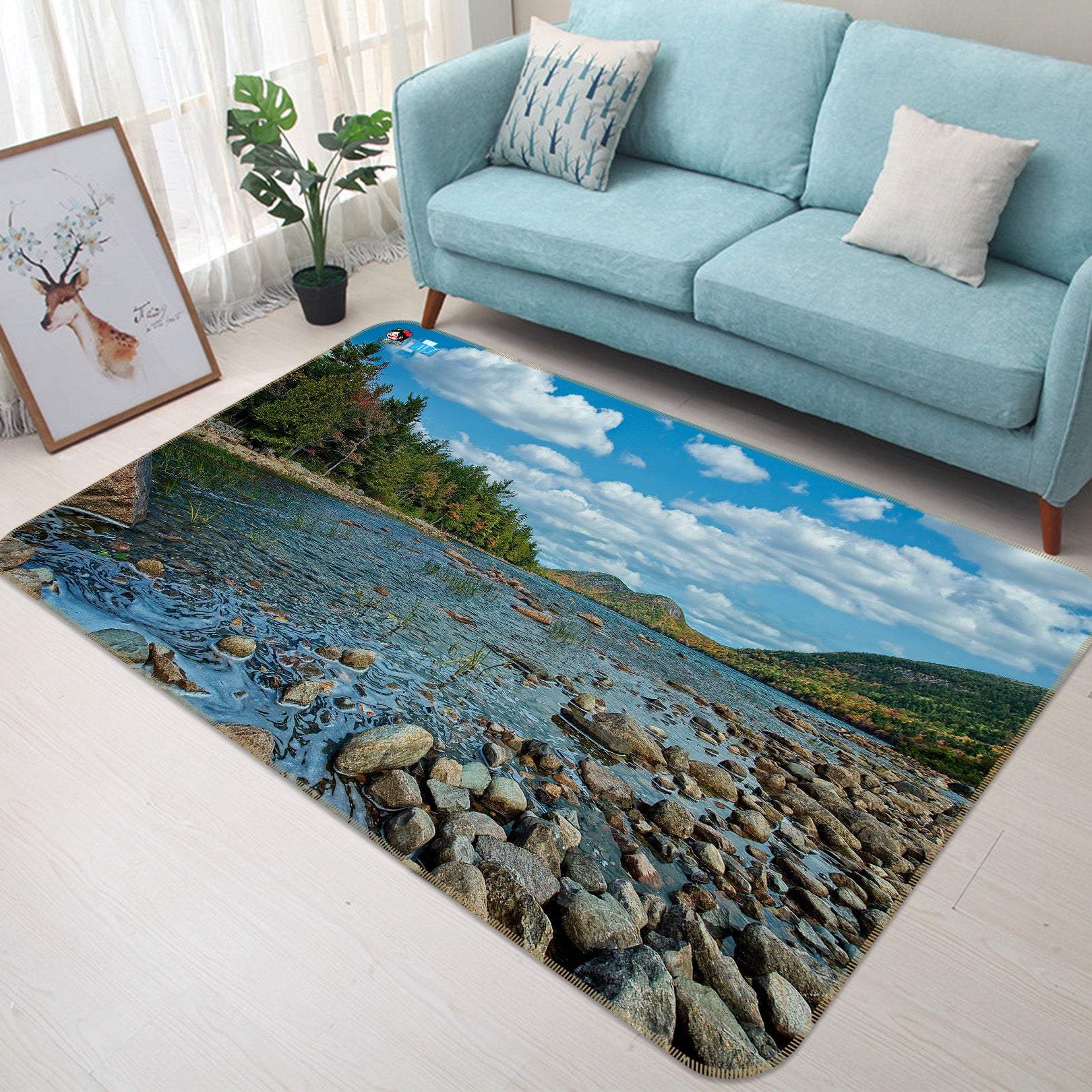 3D Small River Stone 62050 Kathy Barefield Rug Non Slip Rug Mat