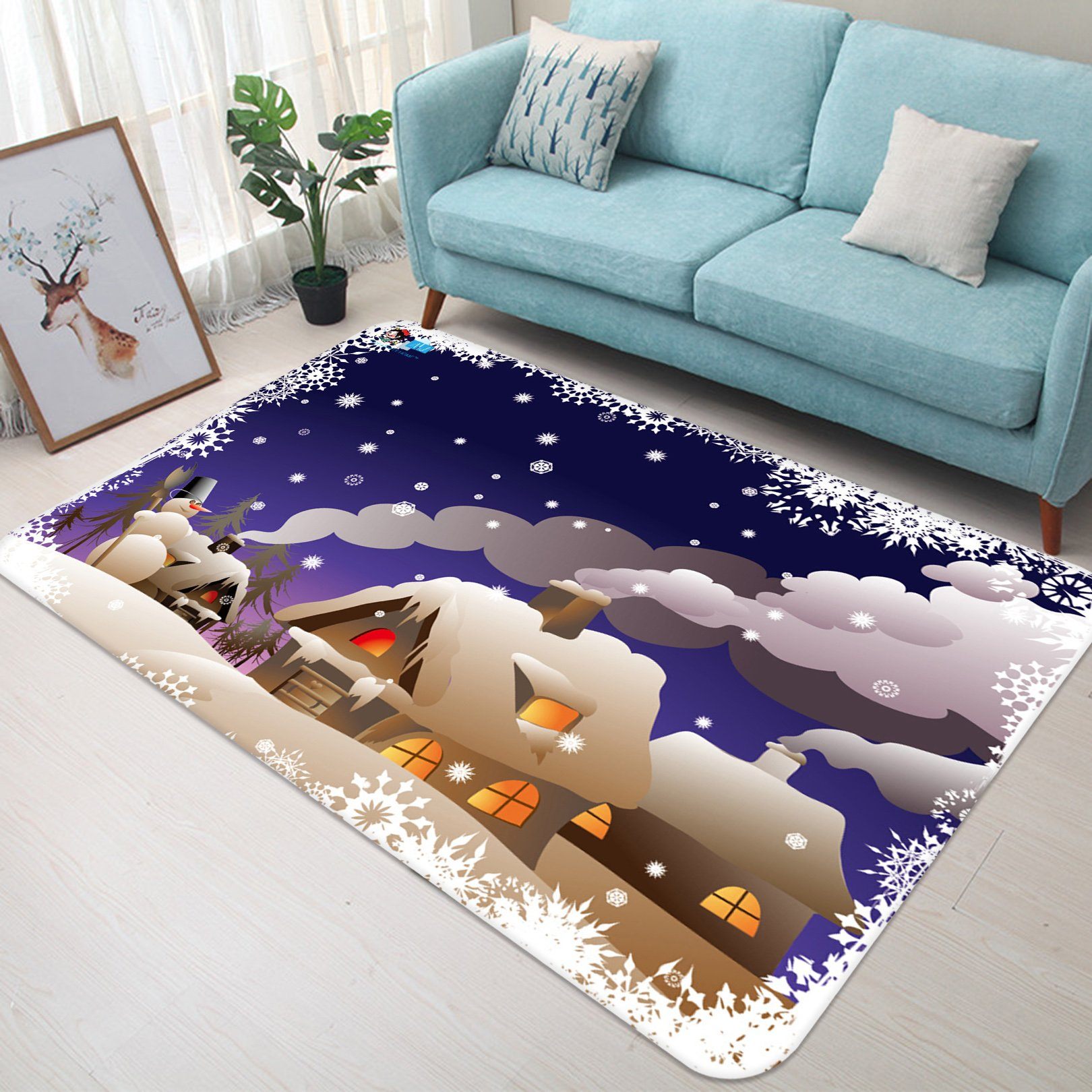 3D Human Smoke Snow House 036 Non Slip Rug Mat Mat AJ Creativity Home 