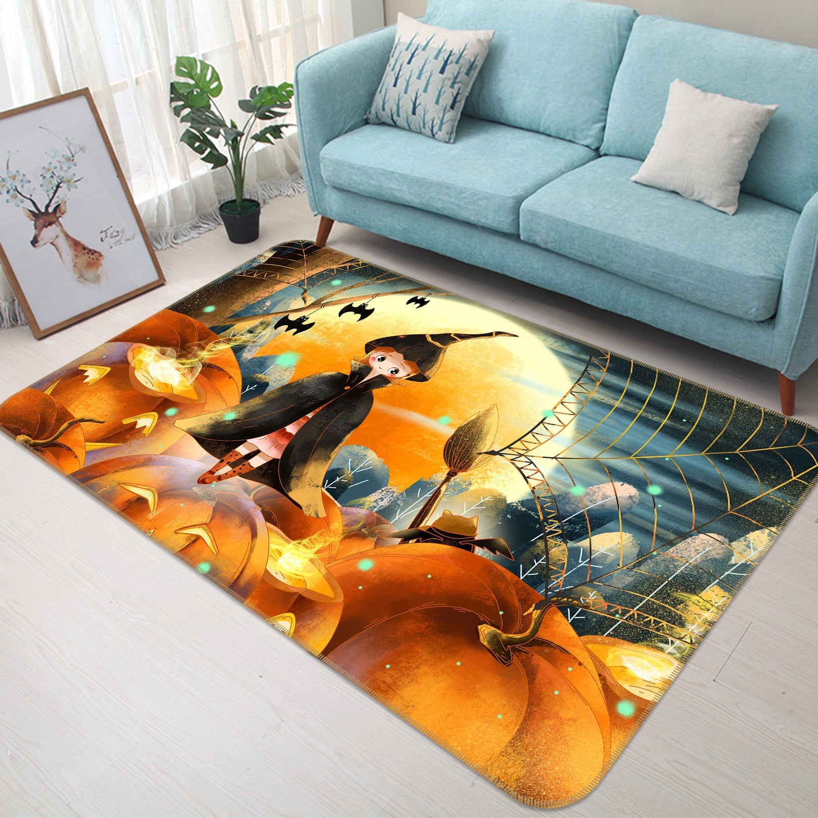 3D Witch Pumpkin Moon 209 Halloween Non Slip Rug Mat Mat AJ Creativity Home 