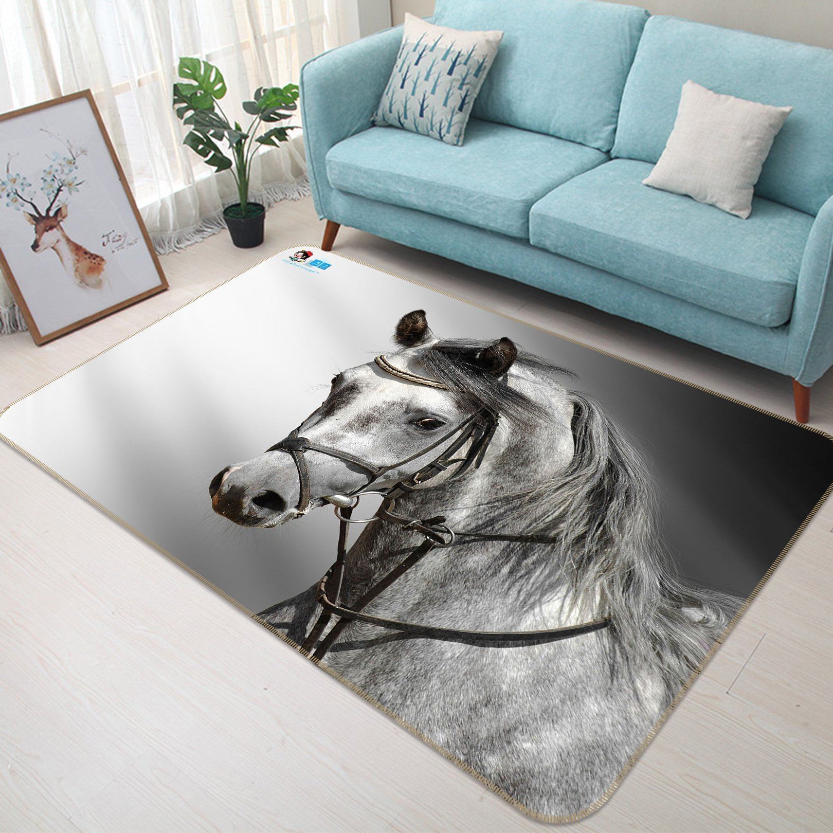 3D White Horse 054 Non Slip Rug Mat Mat AJ Creativity Home 