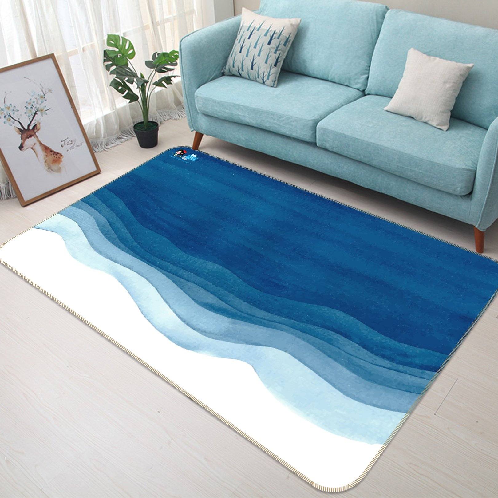 3D Blue Wave 012 Non Slip Rug Mat Mat AJ Creativity Home 