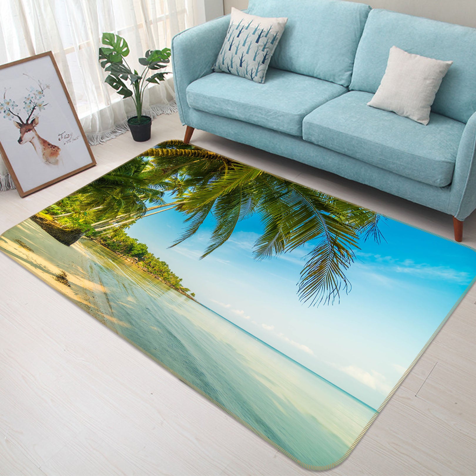 3D Coconut Beach 31098 Non Slip Rug Mat