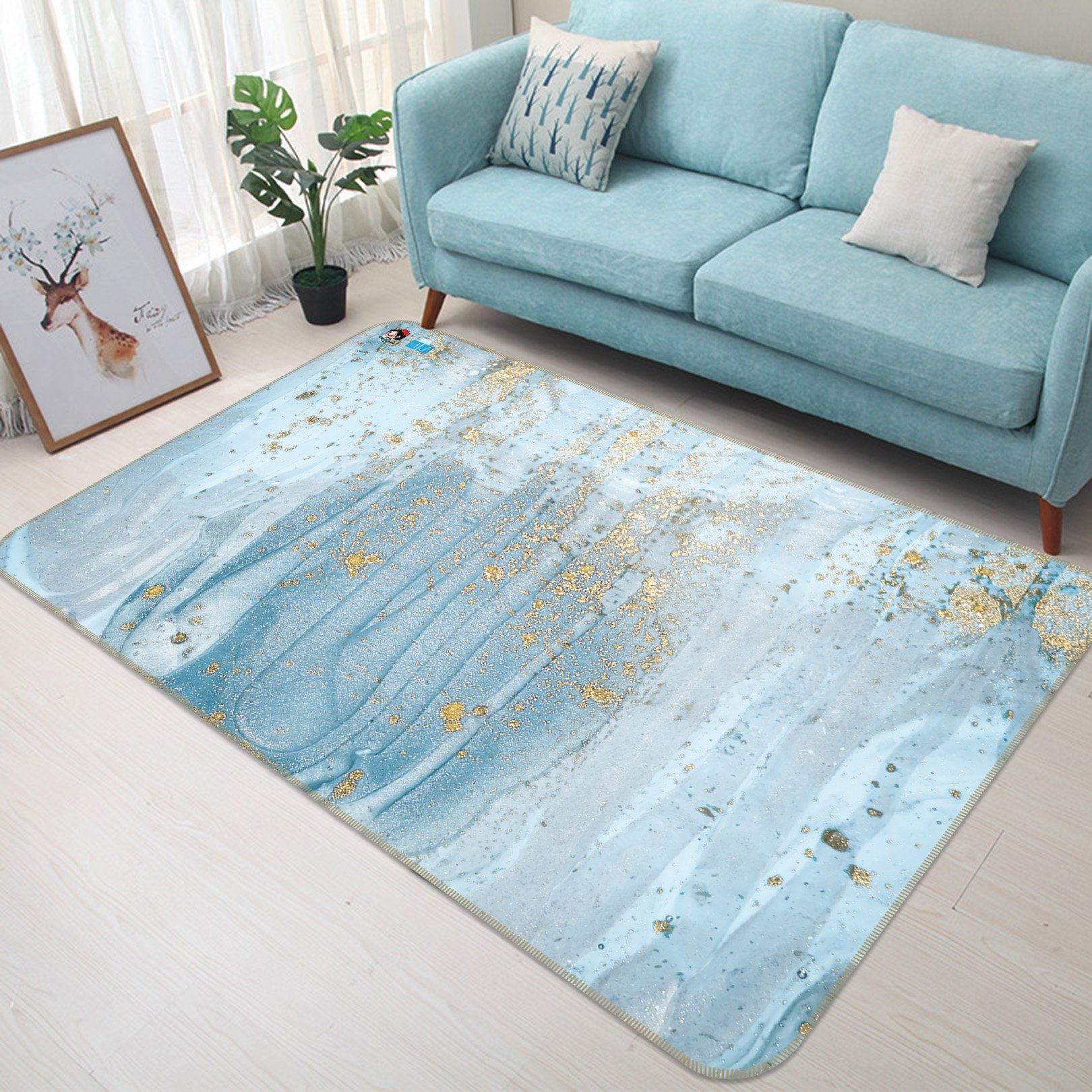 3D Sky Blue Marble 5832 Non Slip Rug Mat Mat AJ Creativity Home 