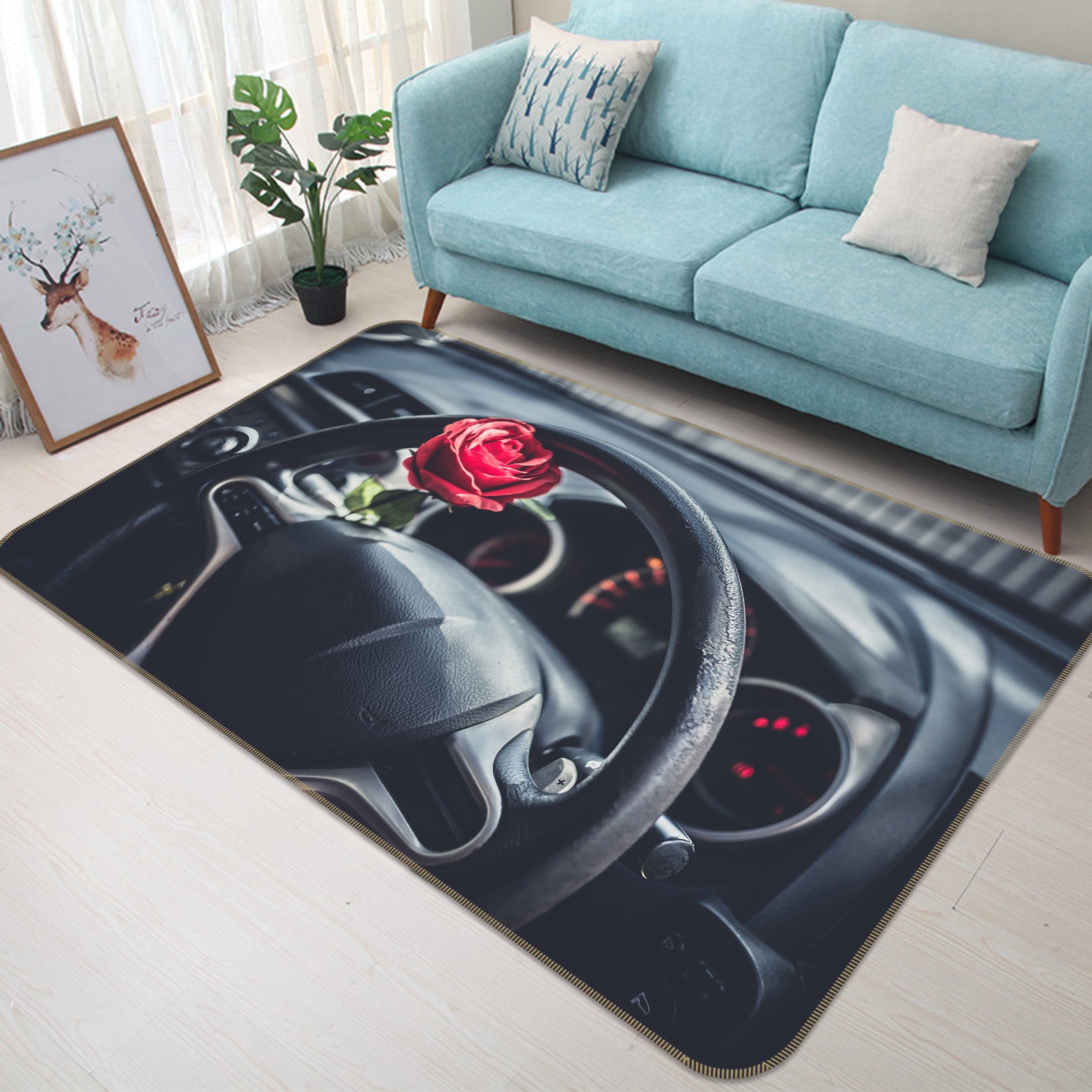 3D Car Steering Wheel 67224 Vehicle Non Slip Rug Mat