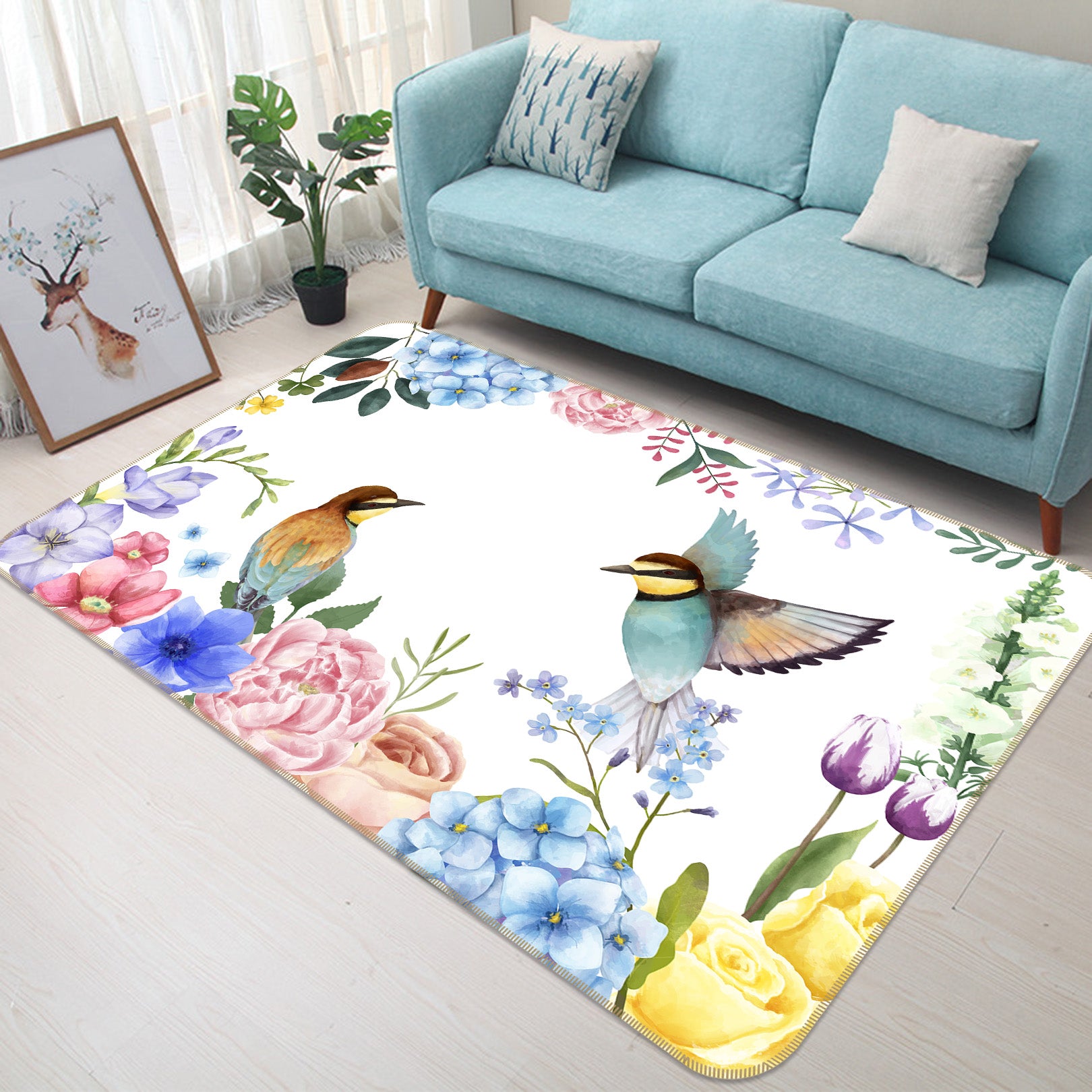 3D Flower Bird 30146 Non Slip Rug Mat