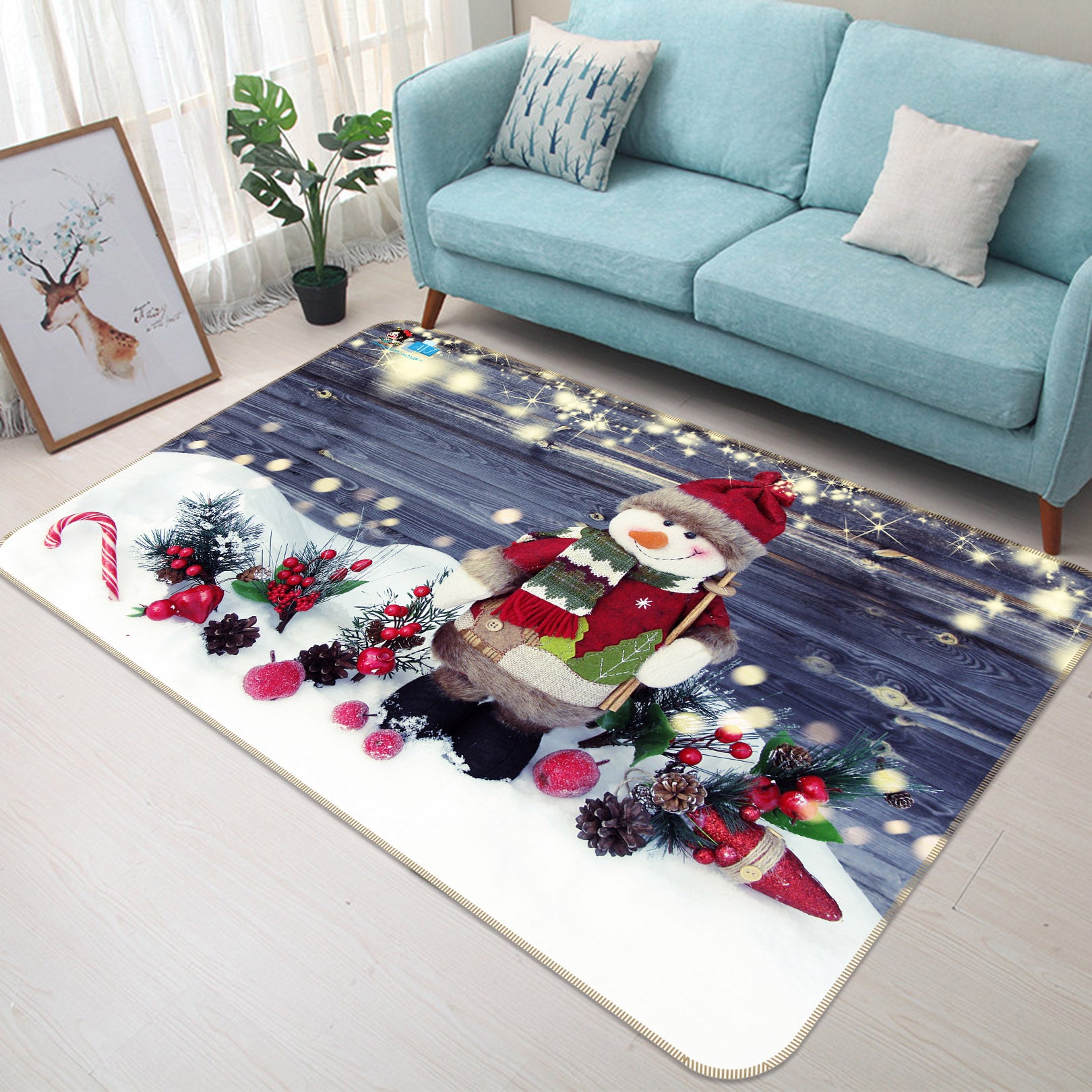 3D Snowman Doll 55103 Christmas Non Slip Rug Mat Xmas