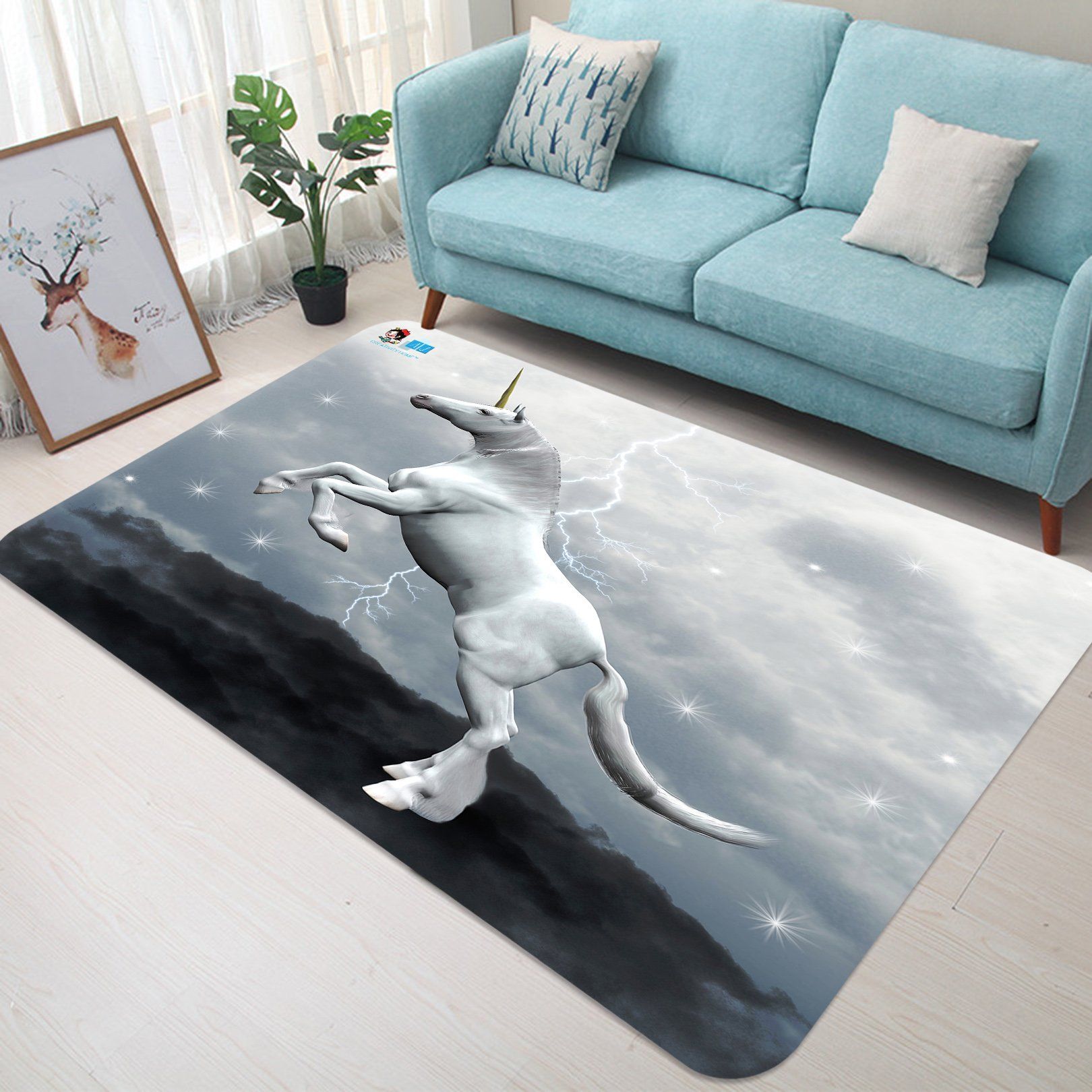 3D Standing Lightning Unicorn 25 Non Slip Rug Mat Mat AJ Creativity Home 