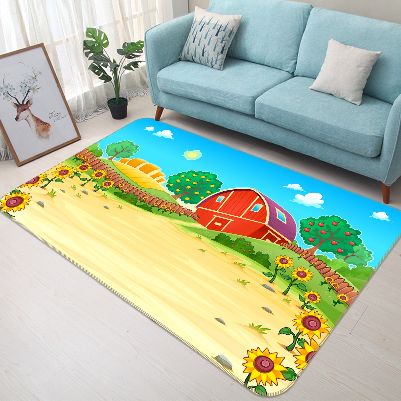 3D Cartoons Sunflower 36140 Non Slip Rug Mat